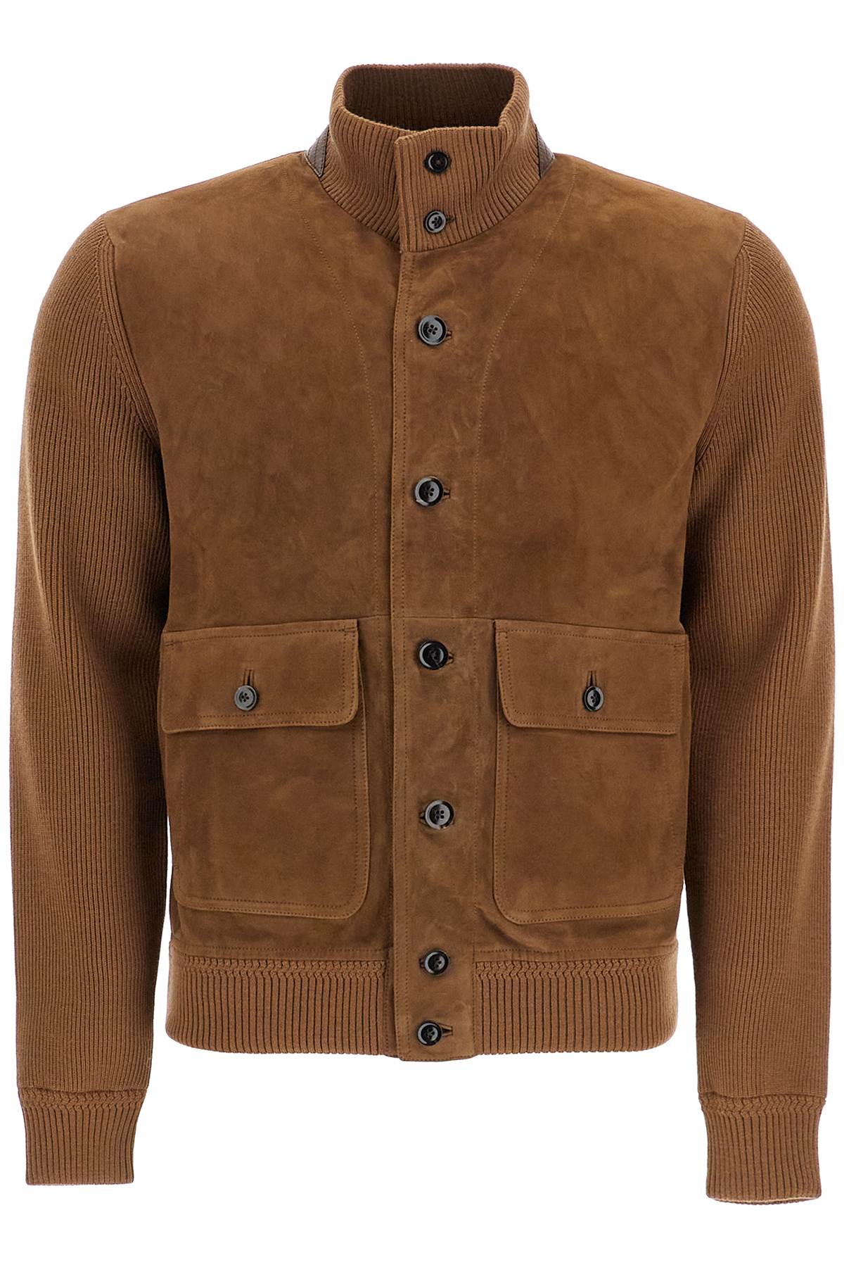 Shop Tom Ford Knit And Suede Blouson In Brown