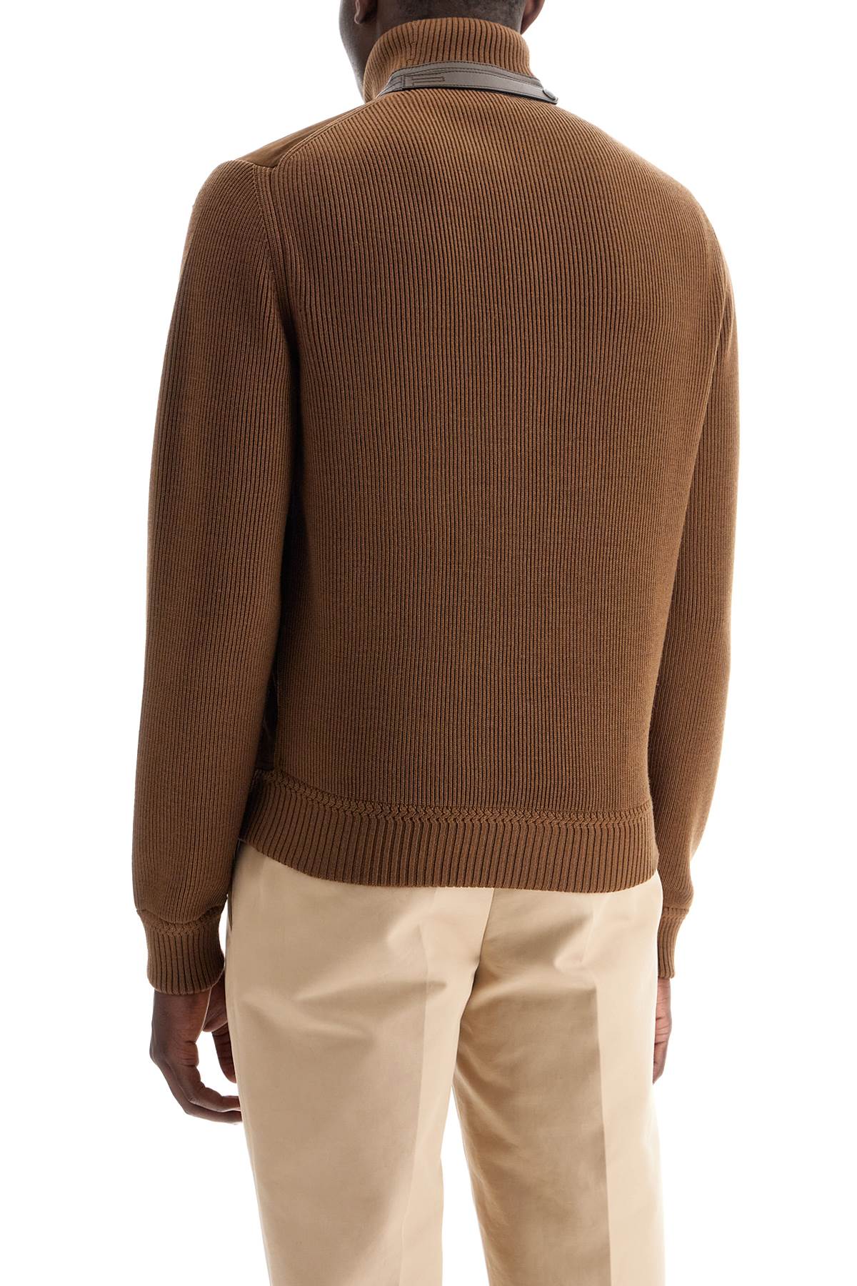 Shop Tom Ford Knit And Suede Blouson In Brown