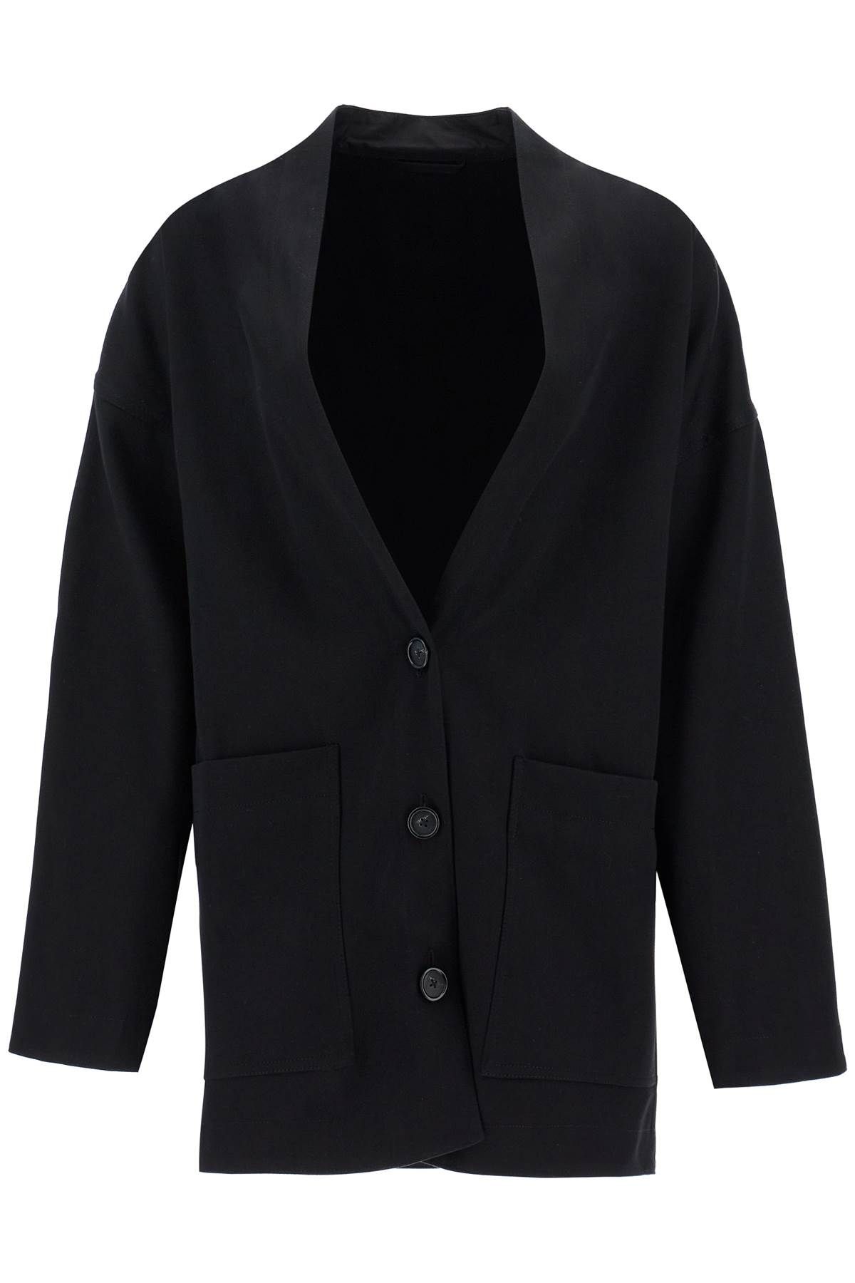 Shop Totême Cotton Twill Jacket-cardigan In Black