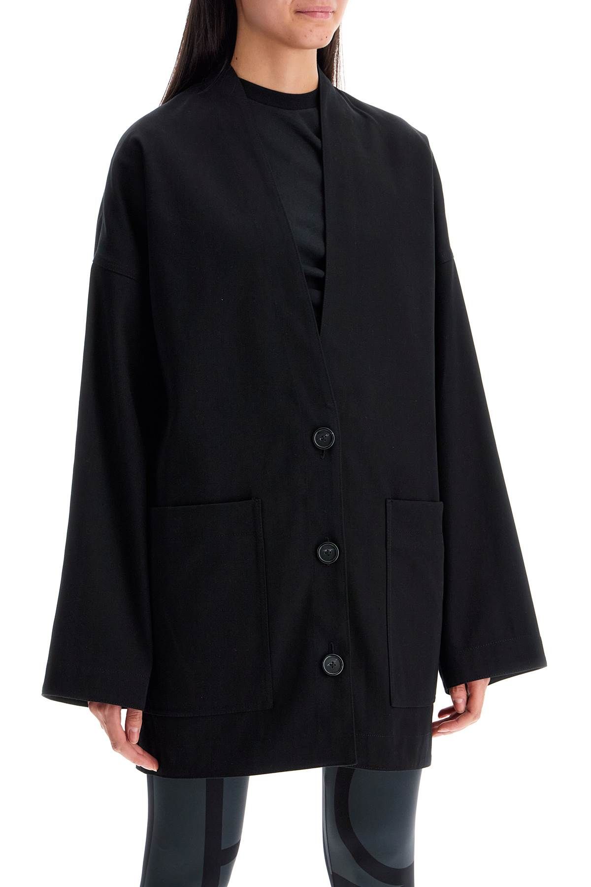 Shop Totême Cotton Twill Jacket-cardigan In Black