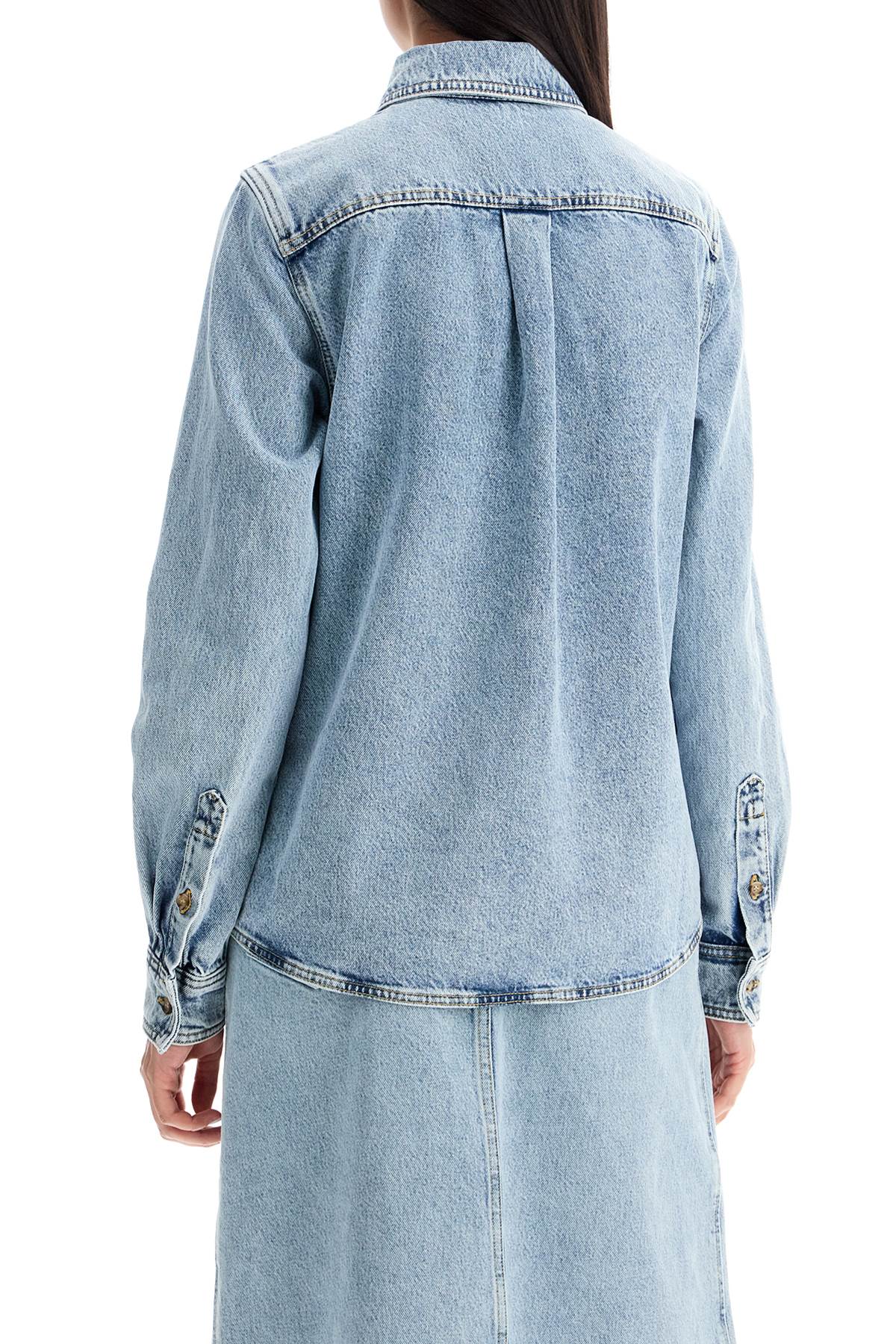 Shop Totême Denim Overshirt With Pocket Detail In Blue