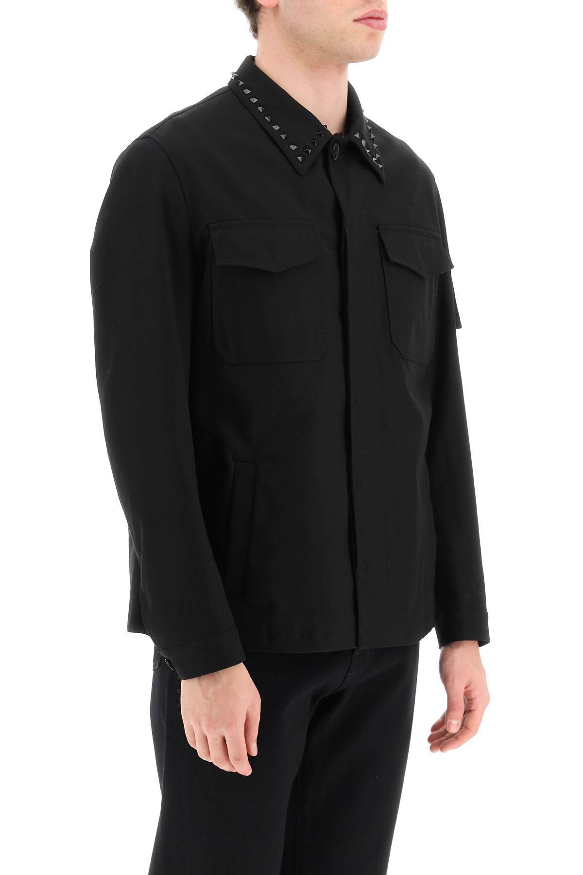 Shop Valentino Black Untitled Studs Workwear Jacket