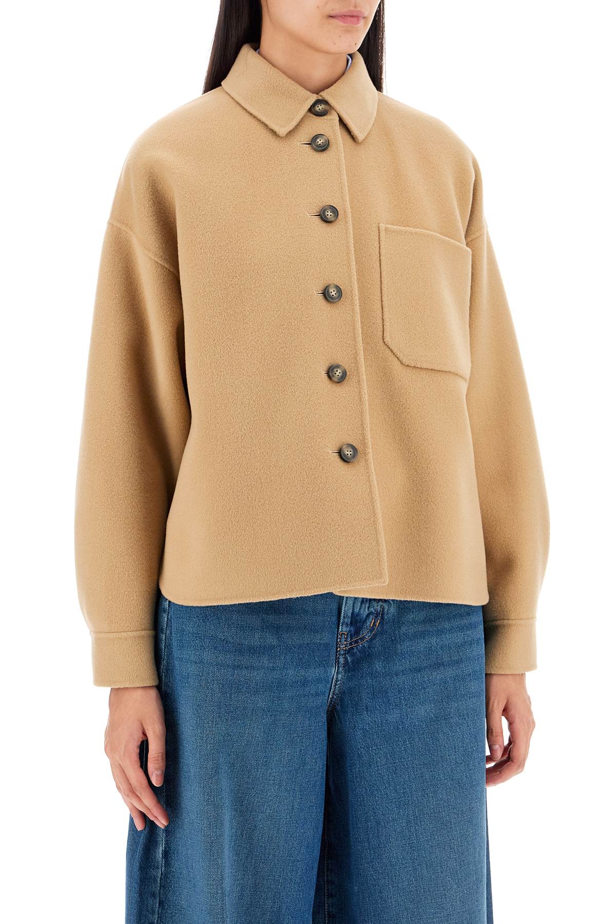 Shop Weekend Max Mara Double Wool 'emiro' Jacket In Beige