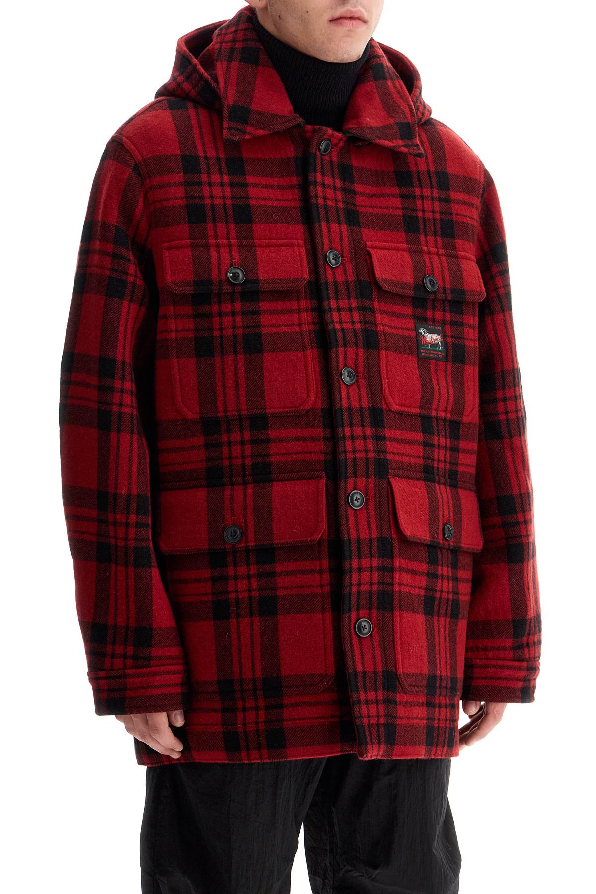 Shop Woolrich Plaid Cruiser Hooded Jacket In Red