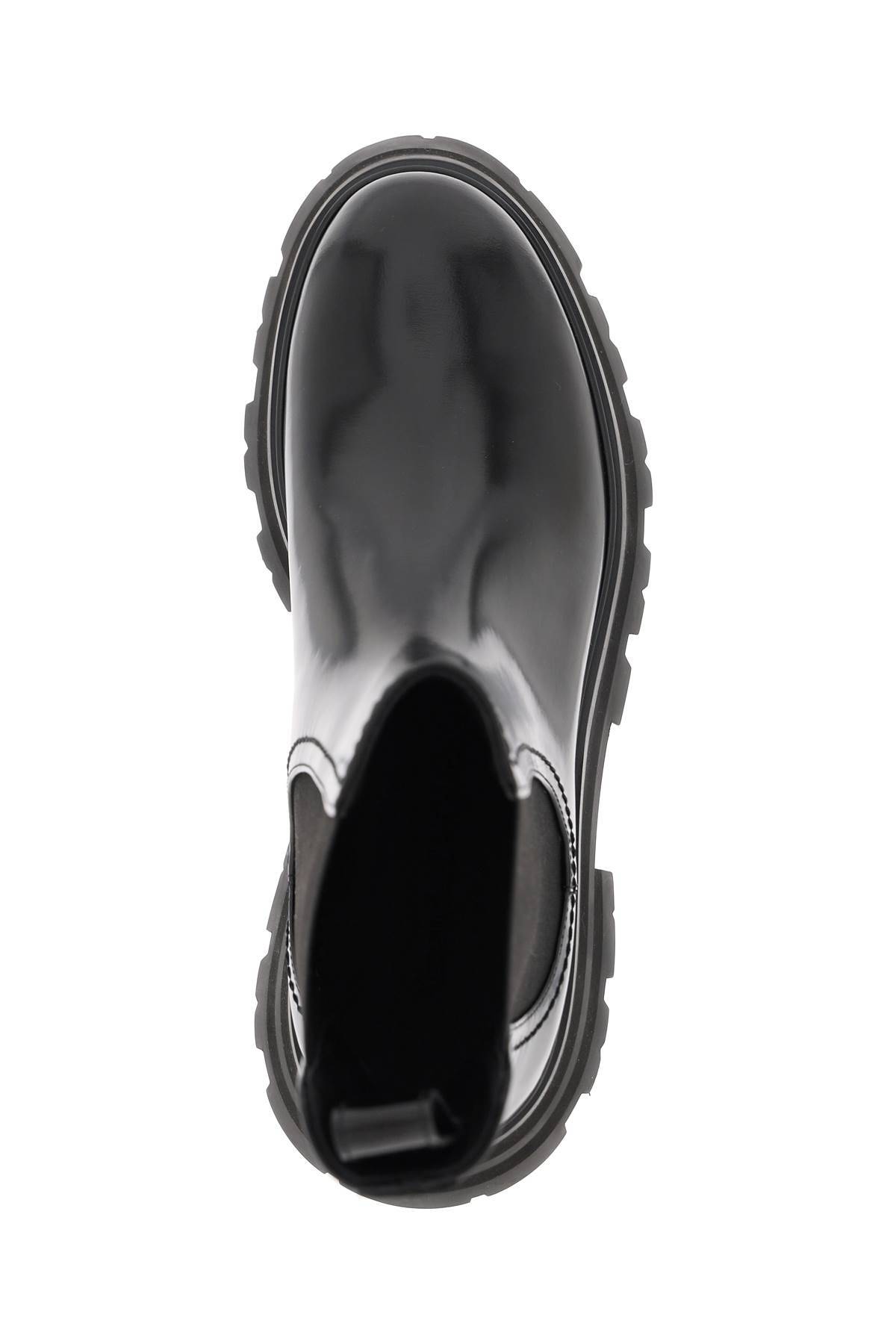 Shop Alexander Mcqueen Shiny Leather Chelsea Boots In Black
