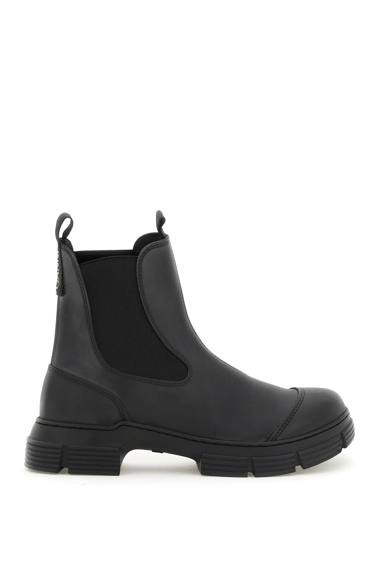 Shop Ganni Recycled Rubber Chelsea Ankle Boots In Black