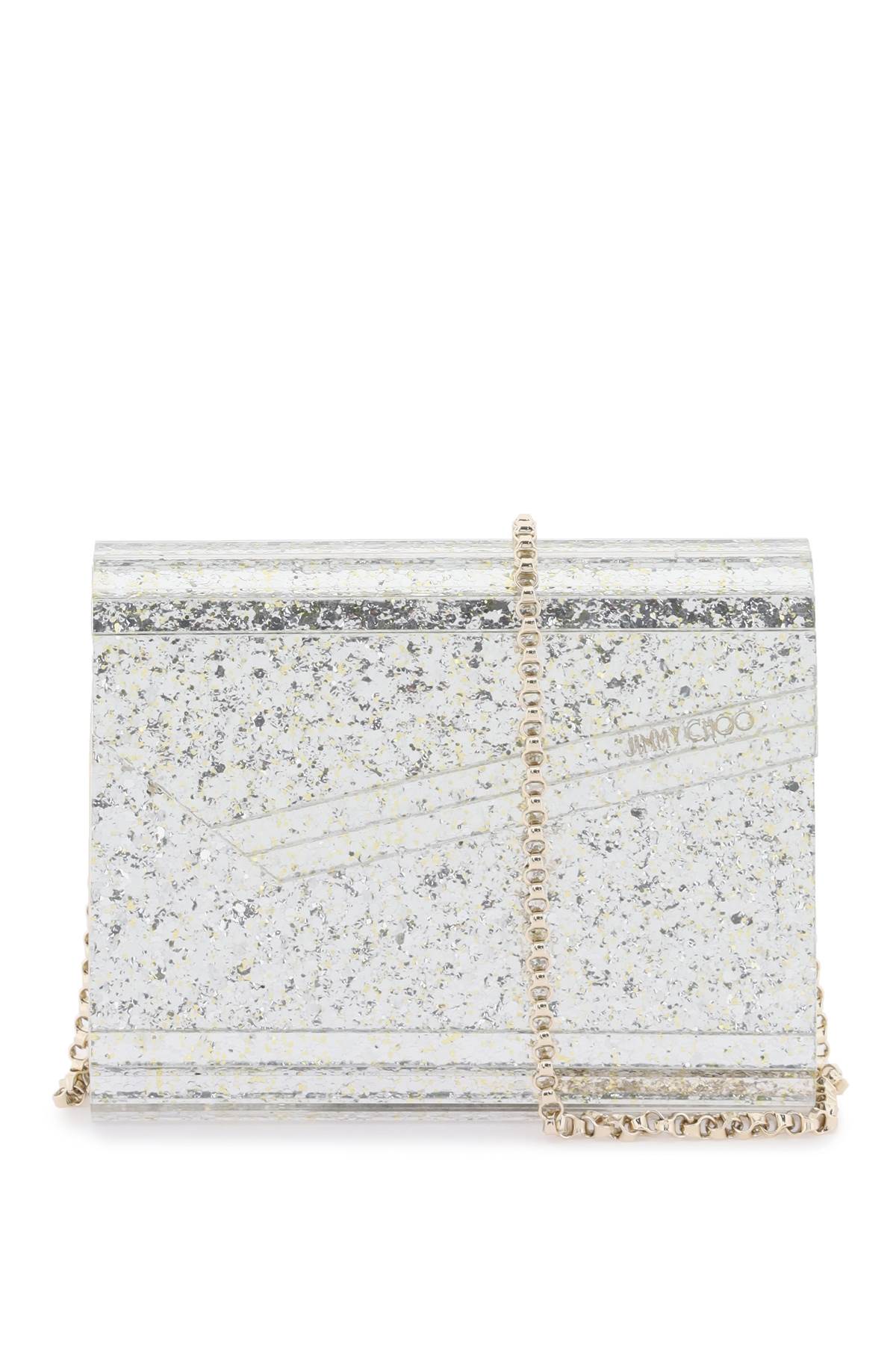 Shop Jimmy Choo Candy Glittered Clutch In Silver