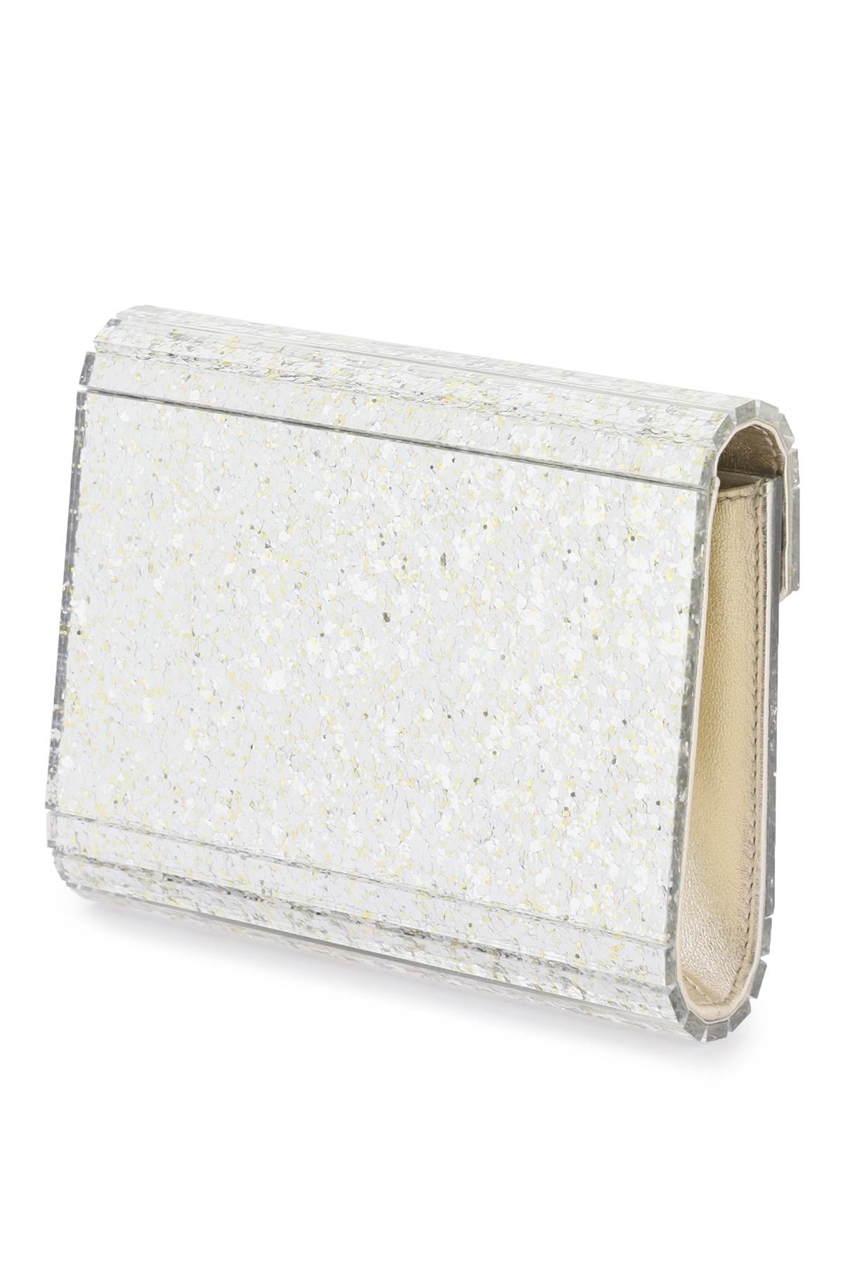 Shop Jimmy Choo Candy Glittered Clutch In Silver