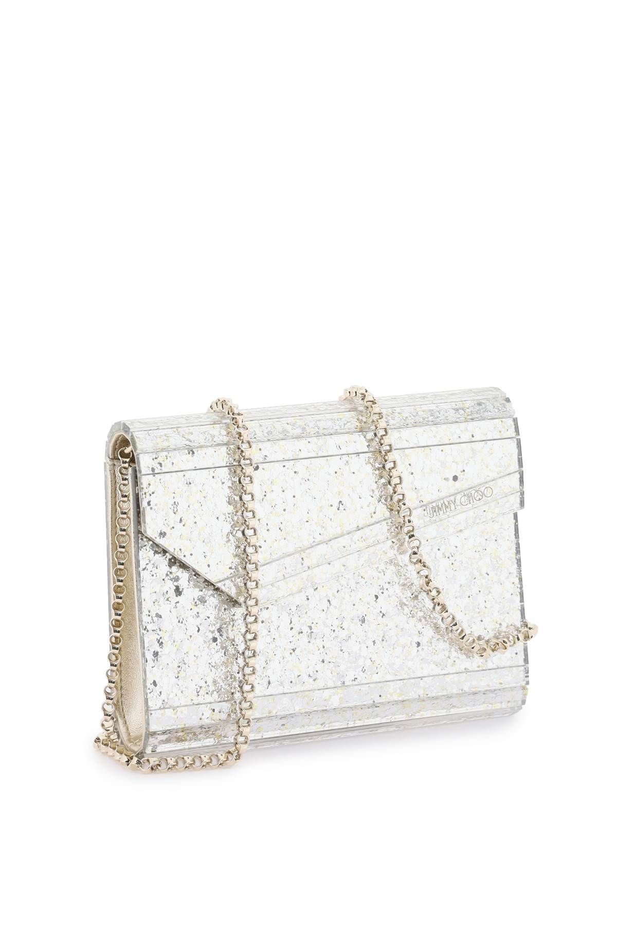 Shop Jimmy Choo Candy Glittered Clutch In Silver