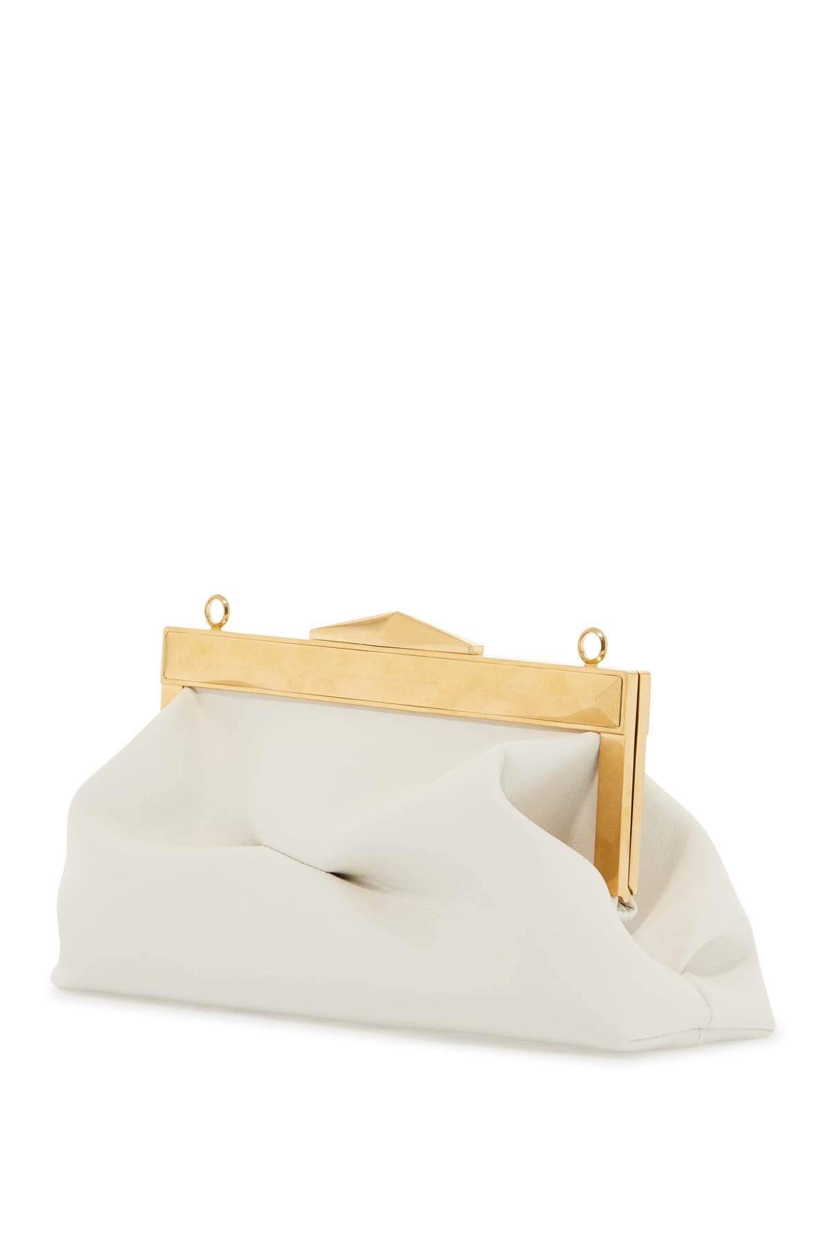 Shop Jimmy Choo Leather Diamond Frame Clutch In White