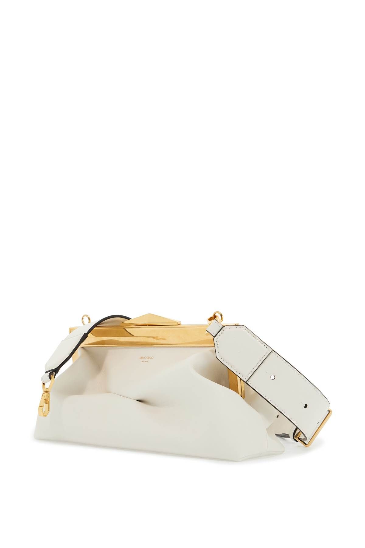 Shop Jimmy Choo Leather Diamond Frame Clutch In White