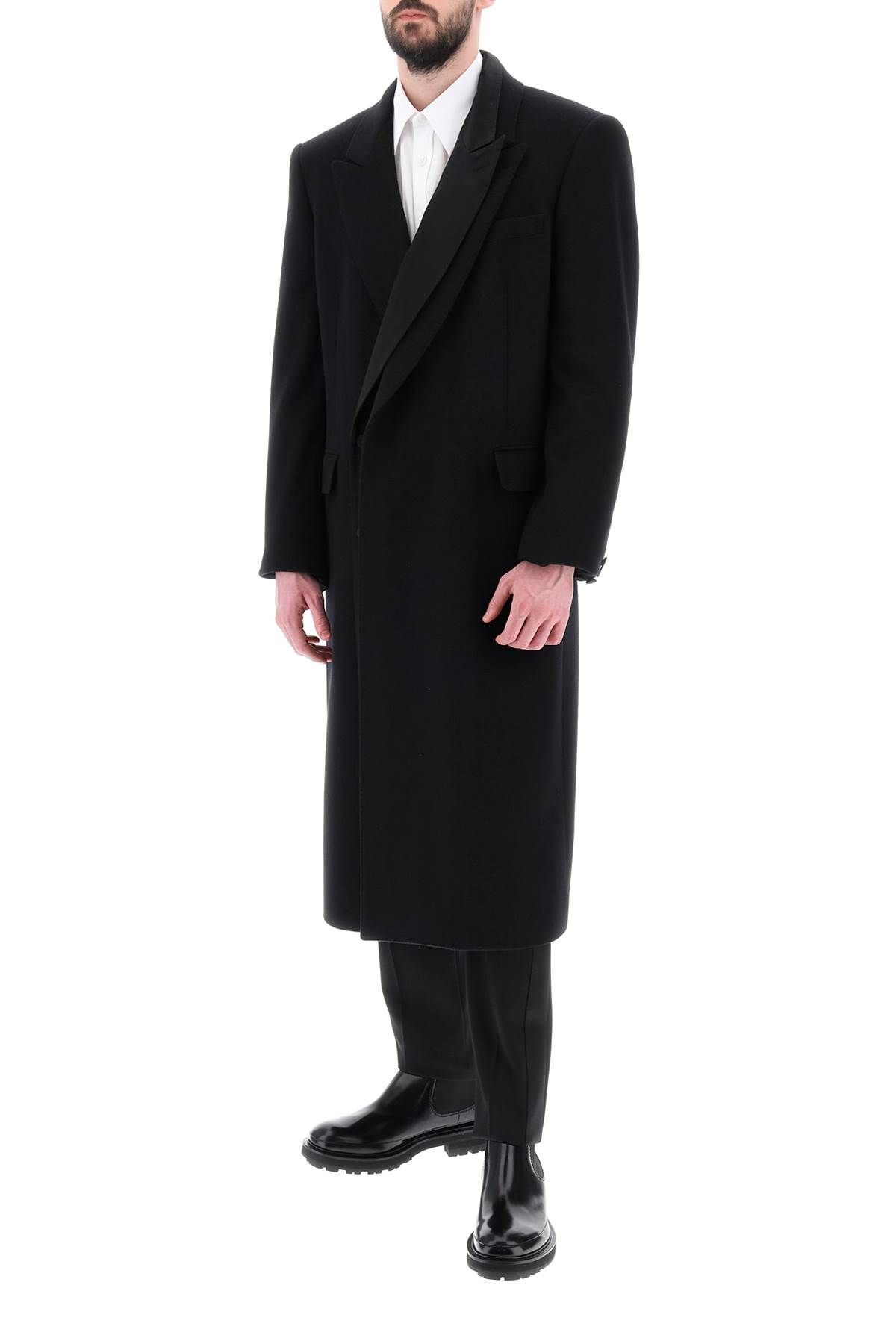 Shop Alexander Mcqueen Trompe L'oeil Double-breasted Coat In Black