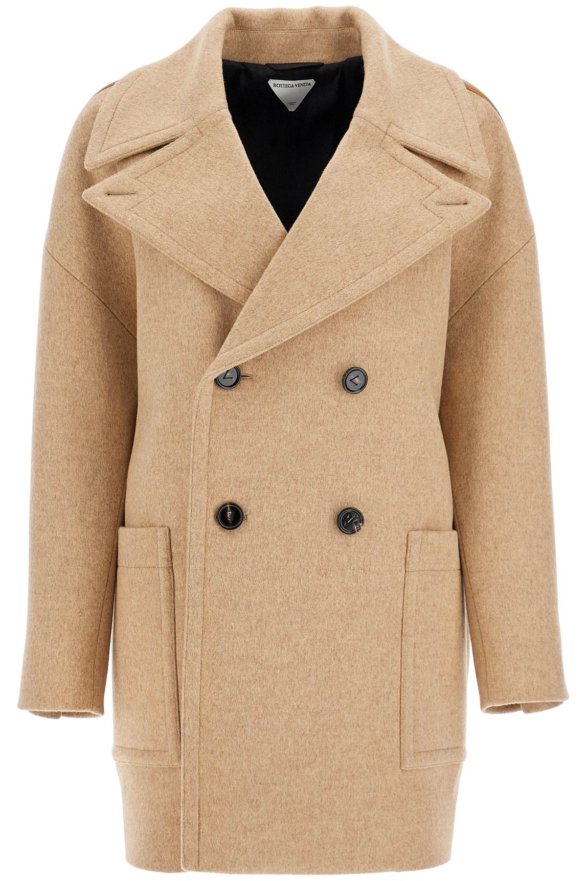 Shop Bottega Veneta Double-faced Wool Coat In Beige