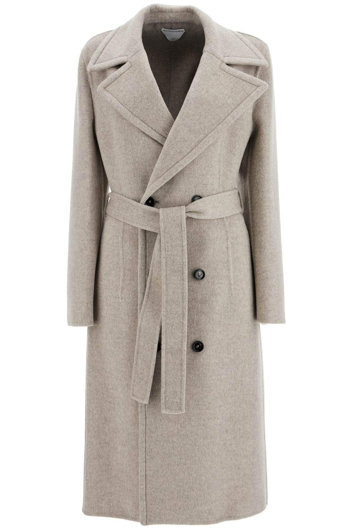 Shop Bottega Veneta Double-breasted Cashmere Coat In Neutro