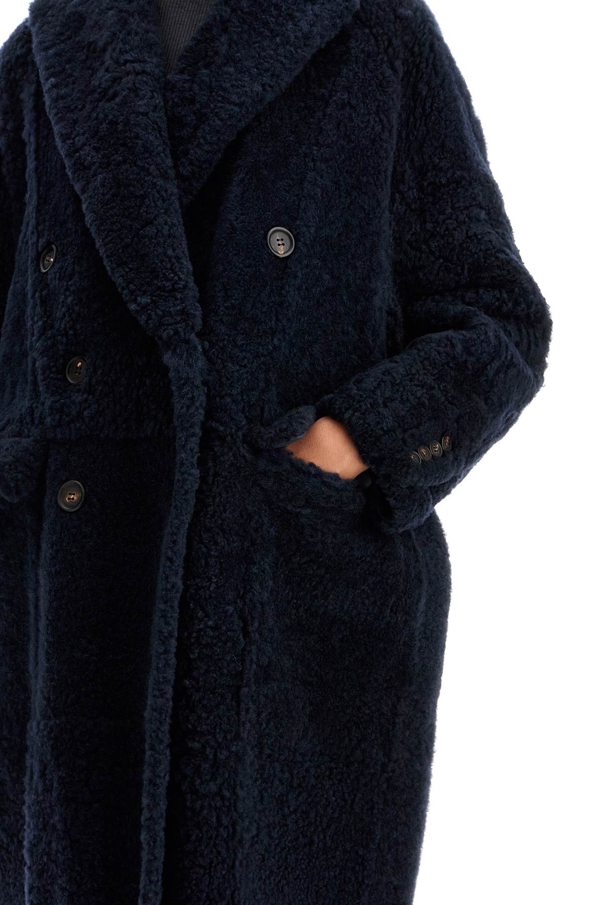 Shop Brunello Cucinelli Shearling Frosty Effect Coat In Blue