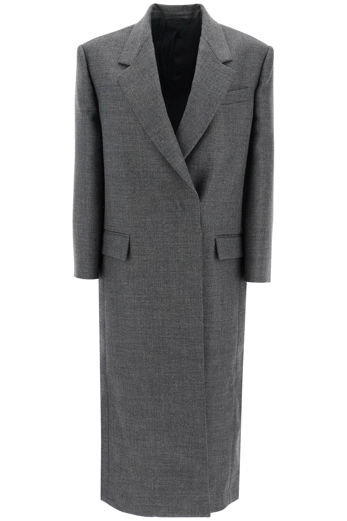 Shop Brunello Cucinelli Woolen Overcoat In Canvas Fabric In Grey