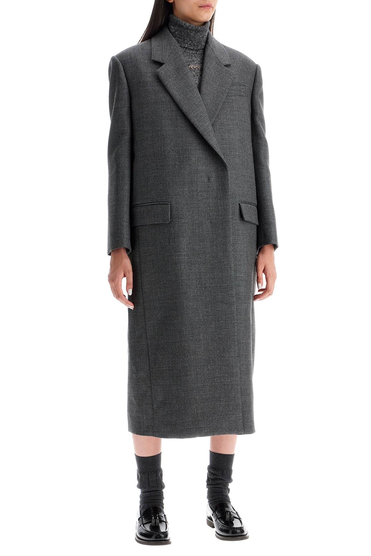 Shop Brunello Cucinelli Woolen Overcoat In Canvas Fabric In Grey