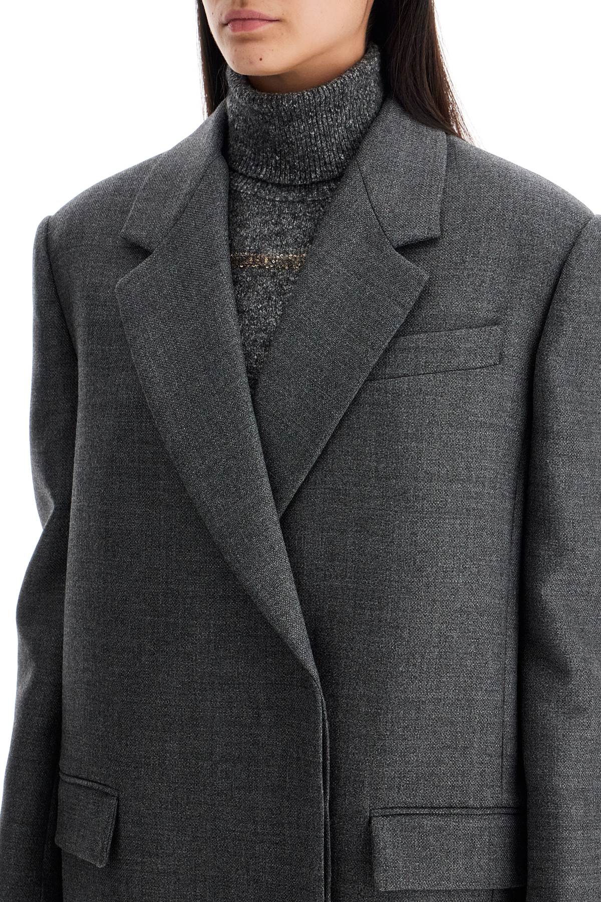 Shop Brunello Cucinelli Woolen Overcoat In Canvas Fabric In Grey