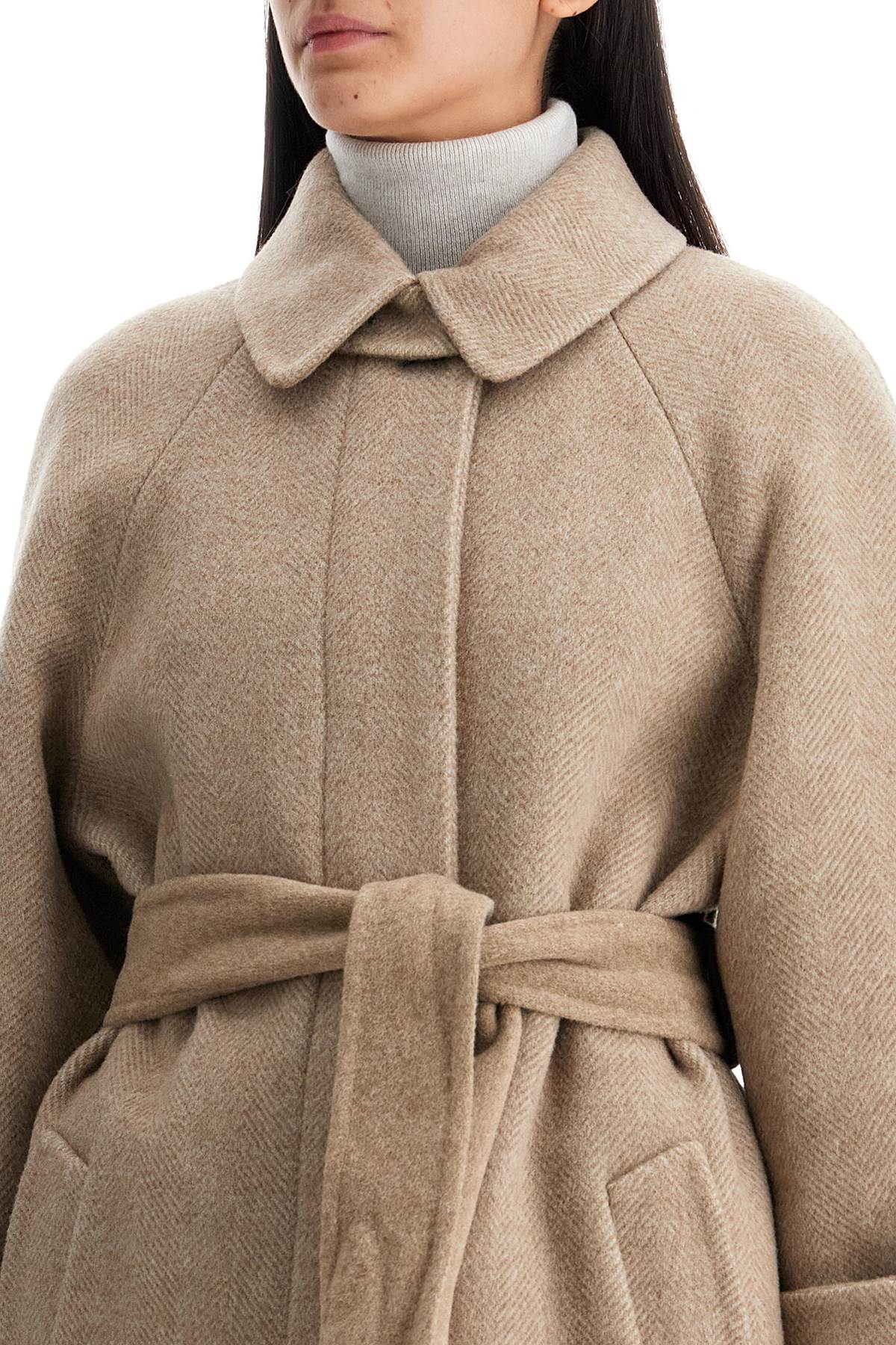 Shop Brunello Cucinelli Wool And Cashmere Coat With Belt In Beige