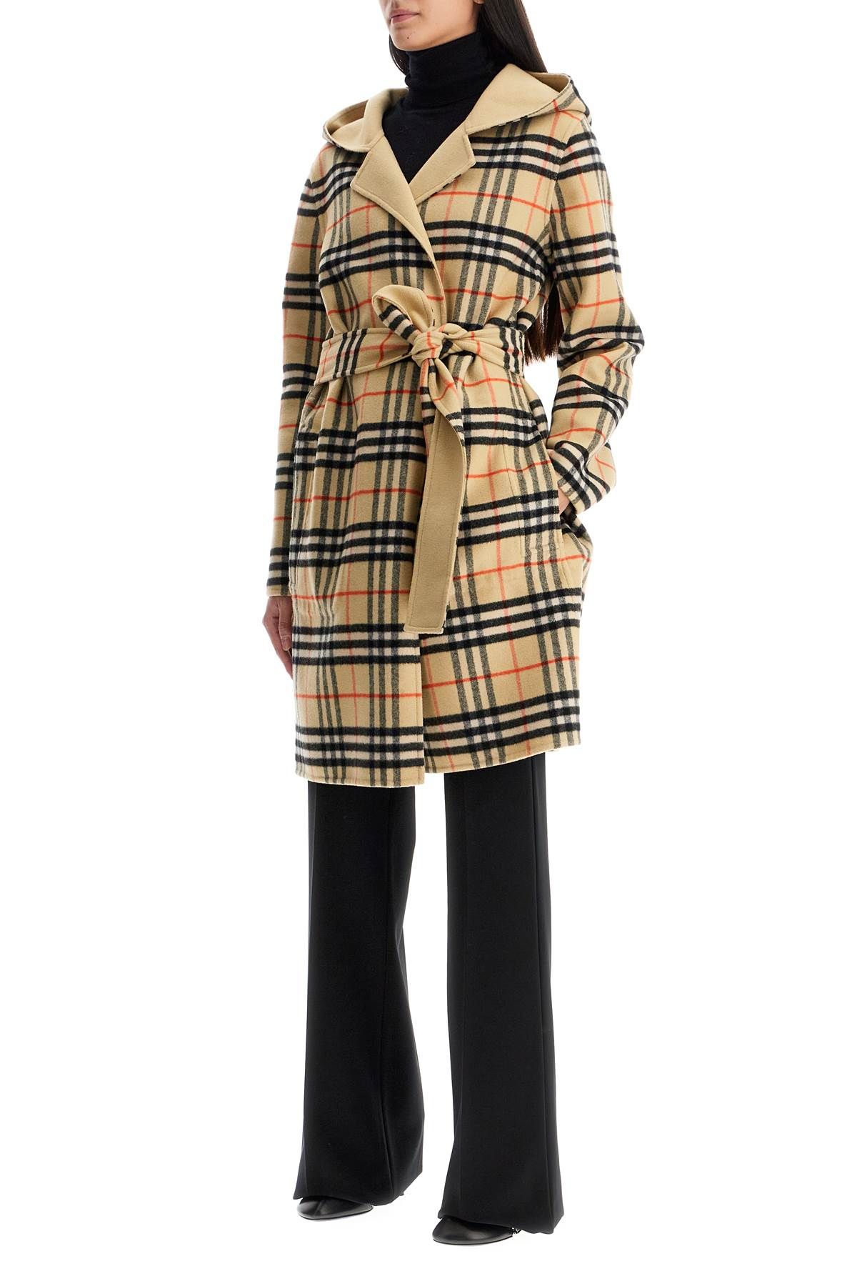 Shop Burberry Reversible Wool Coat With Lap In Beige