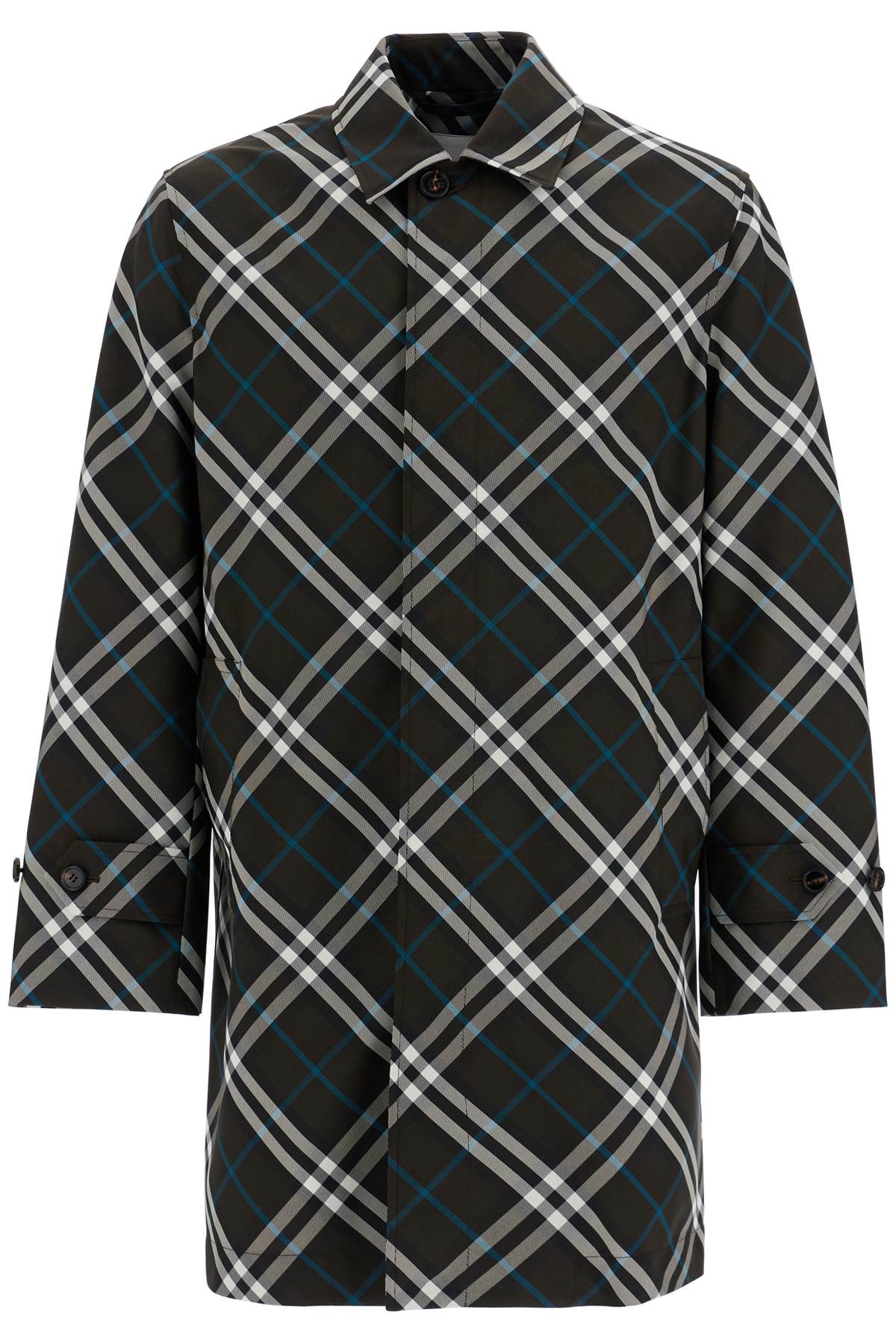 Shop Burberry Ered\n\n'checkered Nylon Car Coat In Green