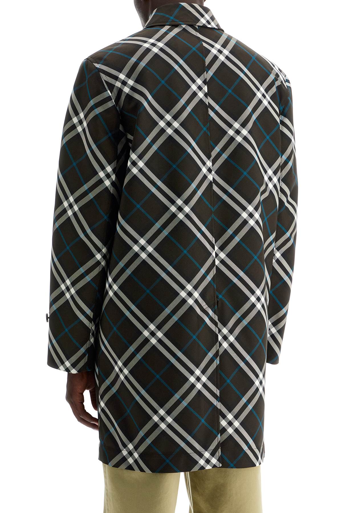 Shop Burberry Ered\n\n'checkered Nylon Car Coat In Green