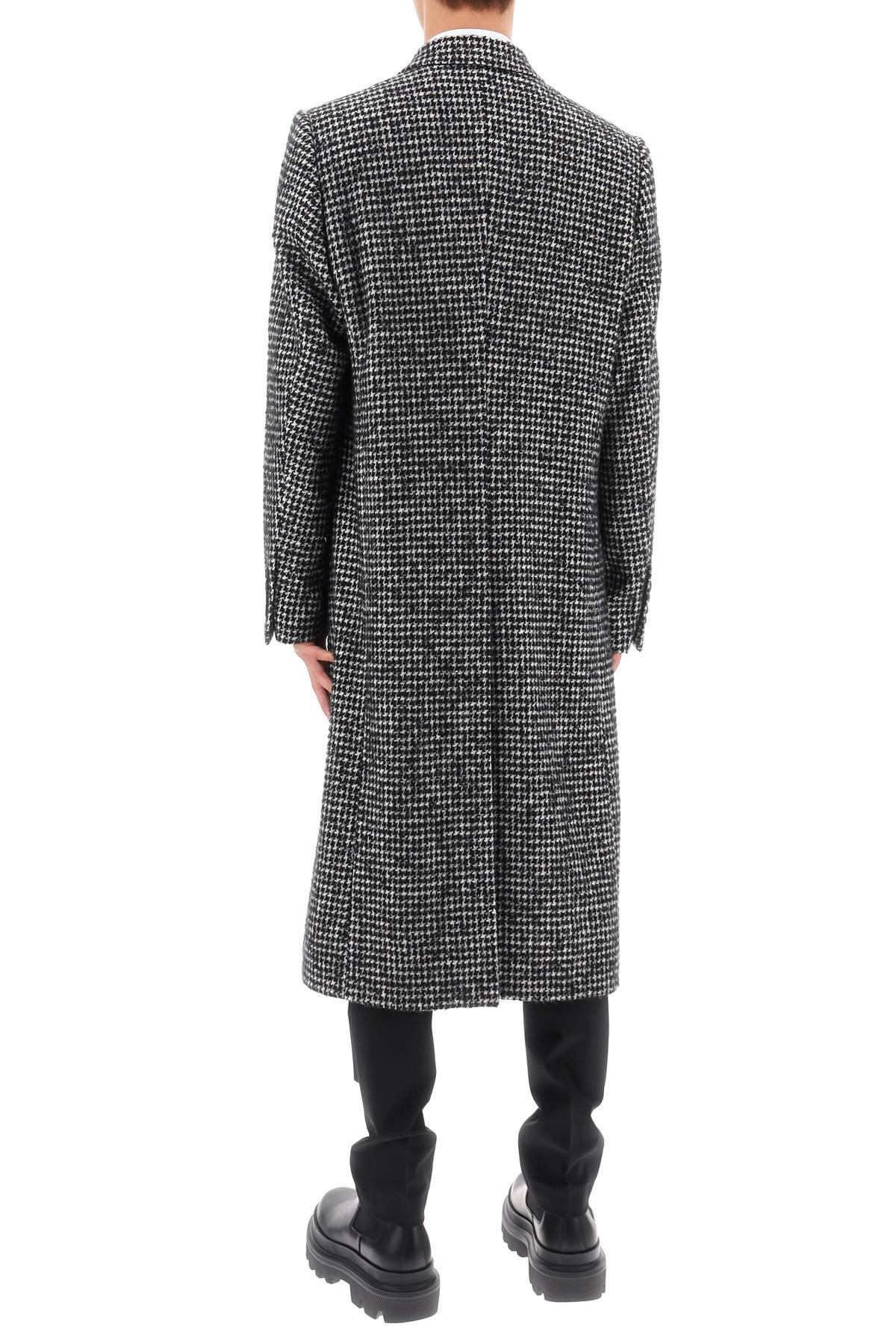 Shop Dolce & Gabbana Re-edition Coat In Houndstooth Wool In White,black