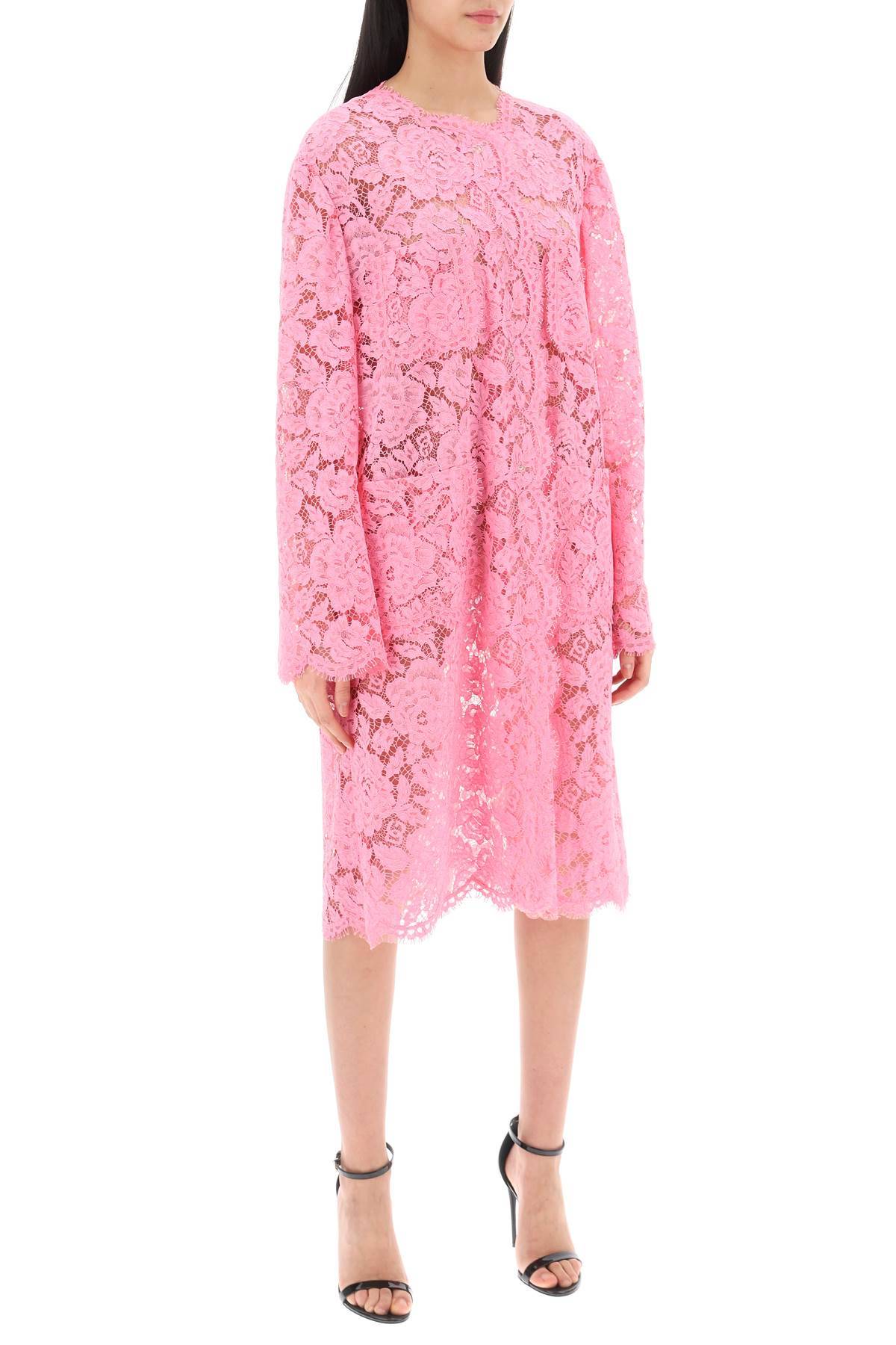 Shop Dolce & Gabbana Dust Coat In Floral Cordonnet Lace In Pink