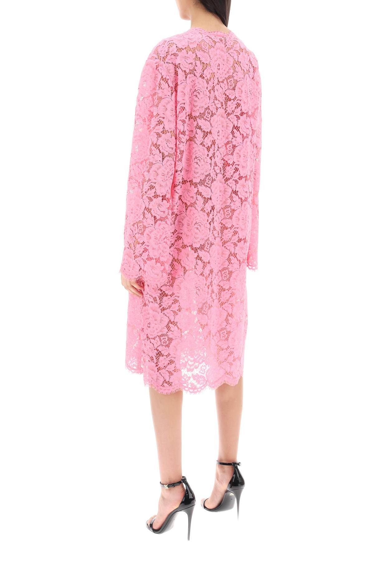 Shop Dolce & Gabbana Dust Coat In Floral Cordonnet Lace In Pink