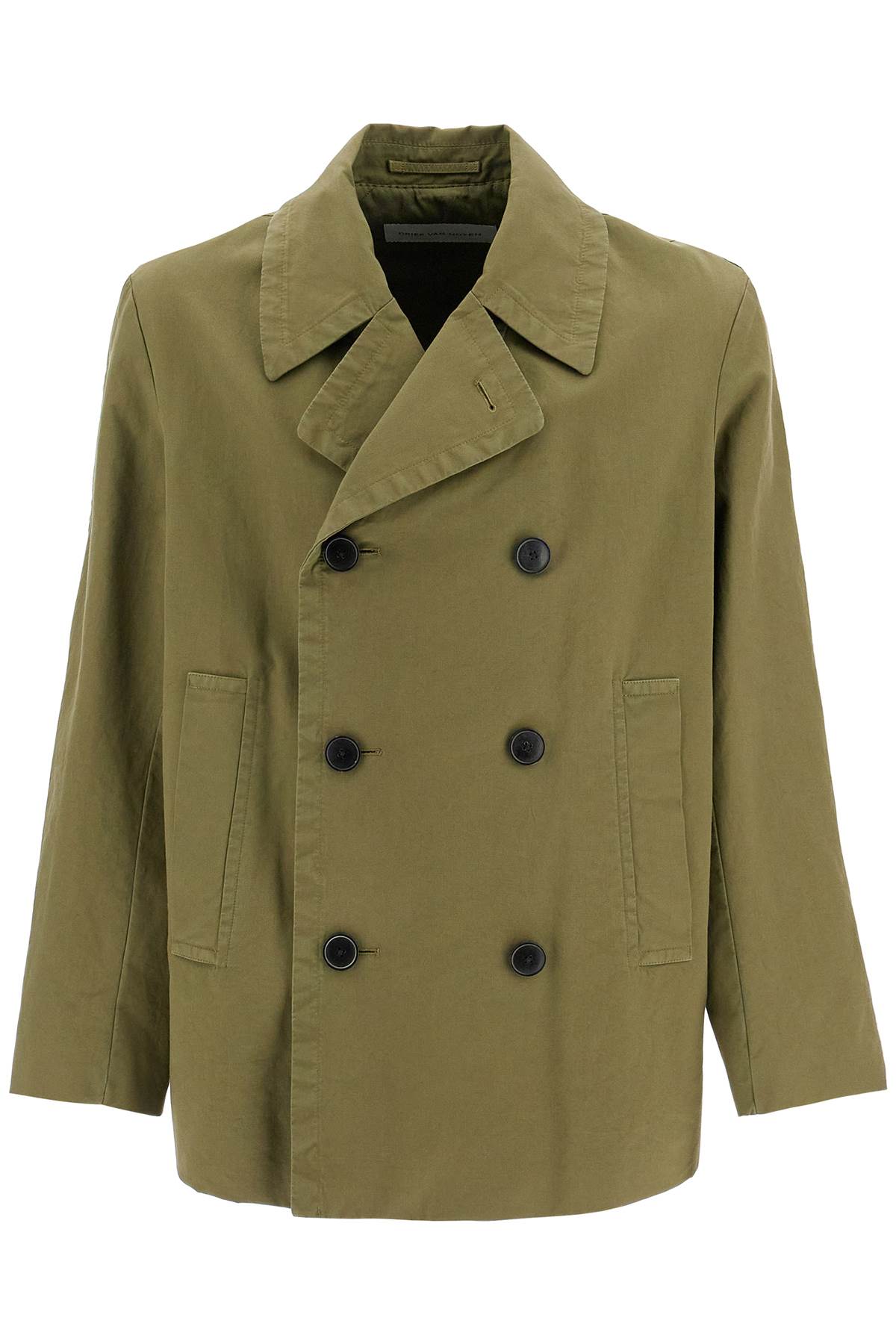 Shop Dries Van Noten "overdyed Cotton Coat In Khaki