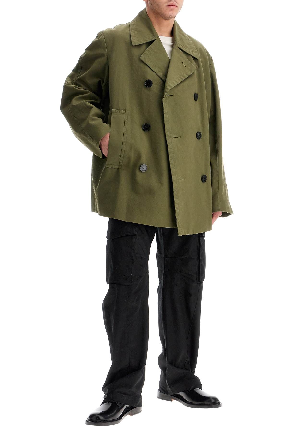 Shop Dries Van Noten "overdyed Cotton Coat In Khaki