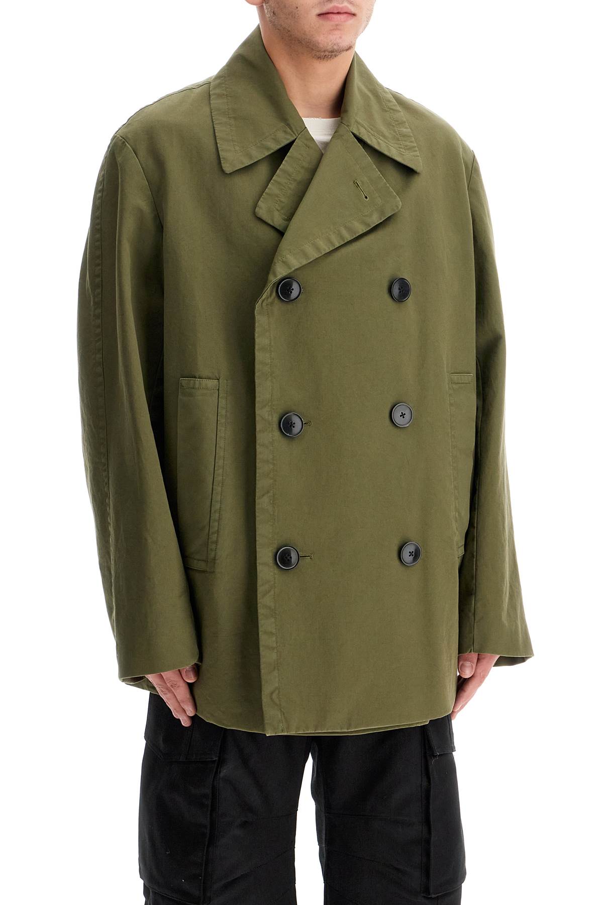 Shop Dries Van Noten "overdyed Cotton Coat In Khaki