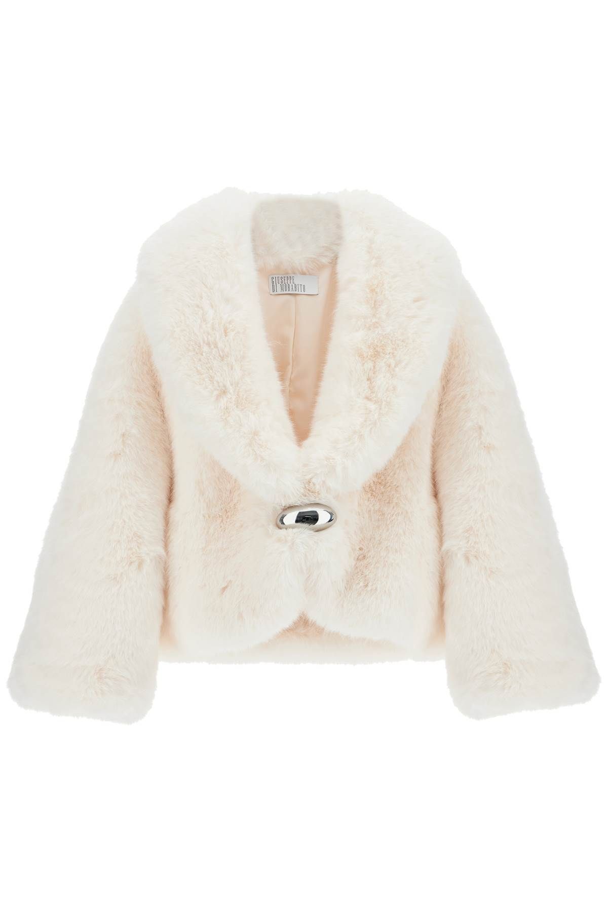 Shop Giuseppe Di Morabito Short Faux Fur Jacket In White