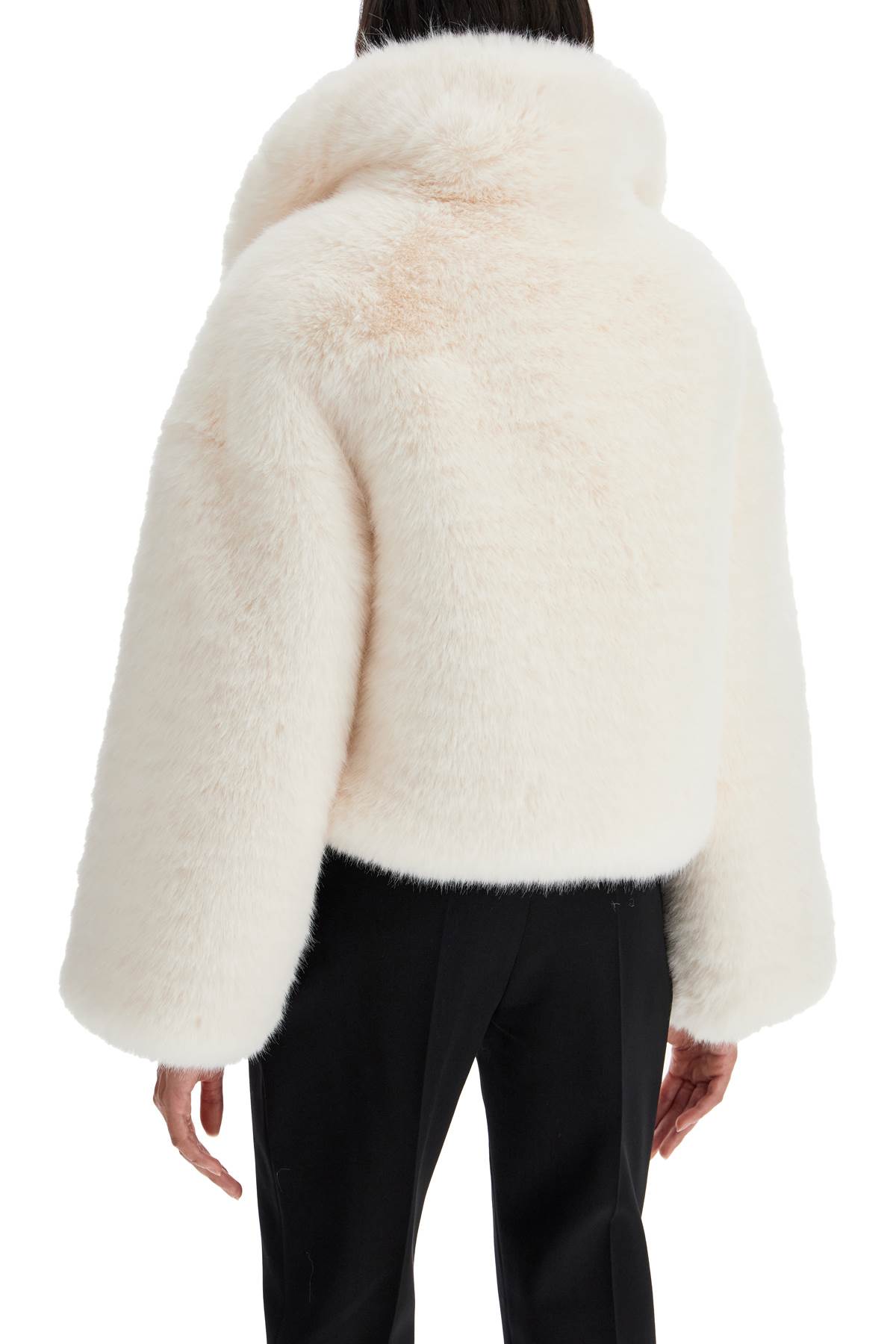 Shop Giuseppe Di Morabito Short Faux Fur Jacket In White