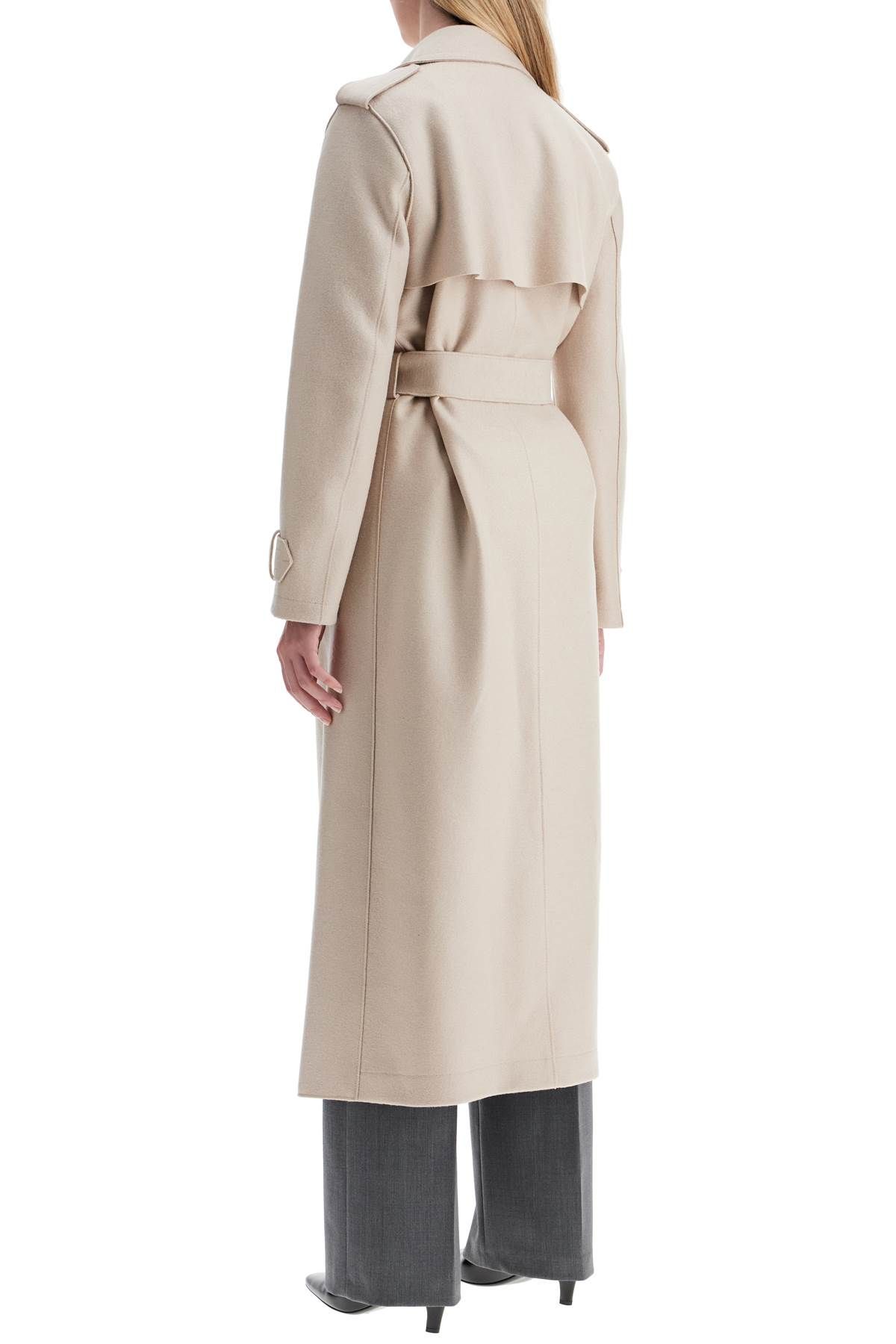 Shop Harris Wharf London Pressed Wool Robe Coat With Nine Words In Neutro