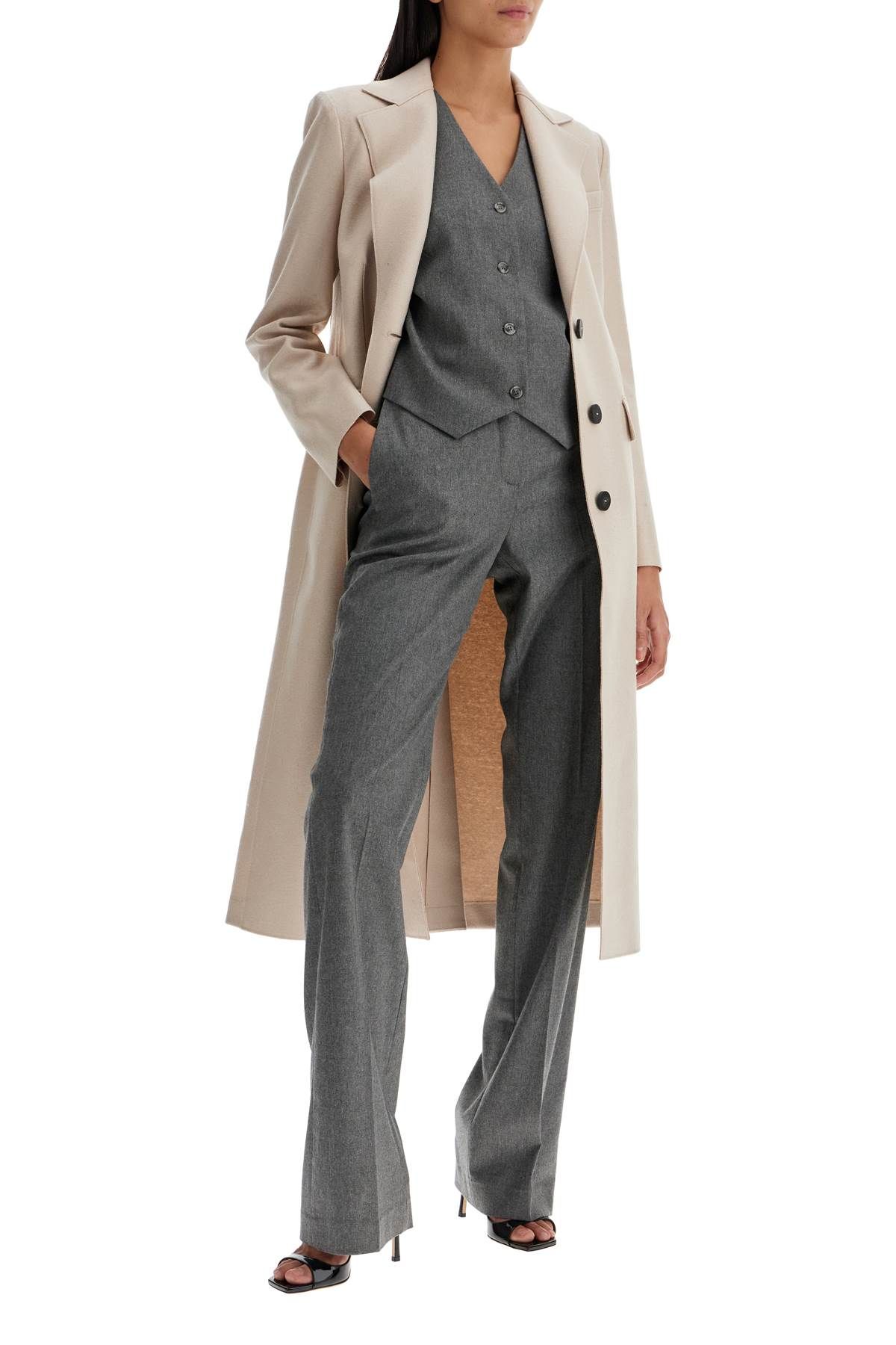 Shop Harris Wharf London Single-breasted Coat In Pressed Wool In Neutro