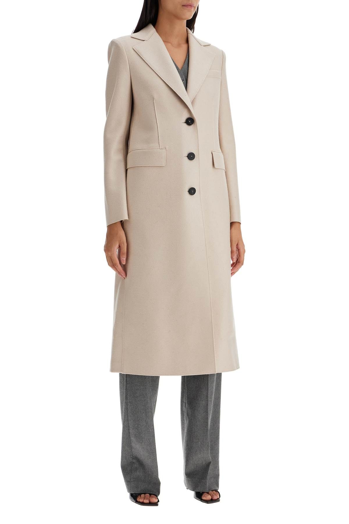 Shop Harris Wharf London Single-breasted Coat In Pressed Wool In Neutro