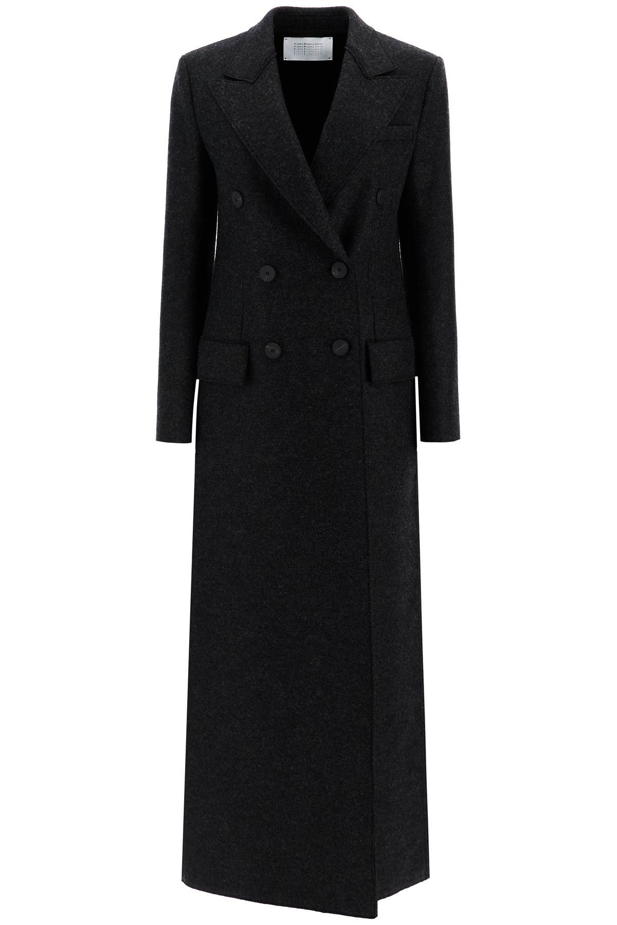 Shop Harris Wharf London Double-breasted Pressed Wool Coat In Grey