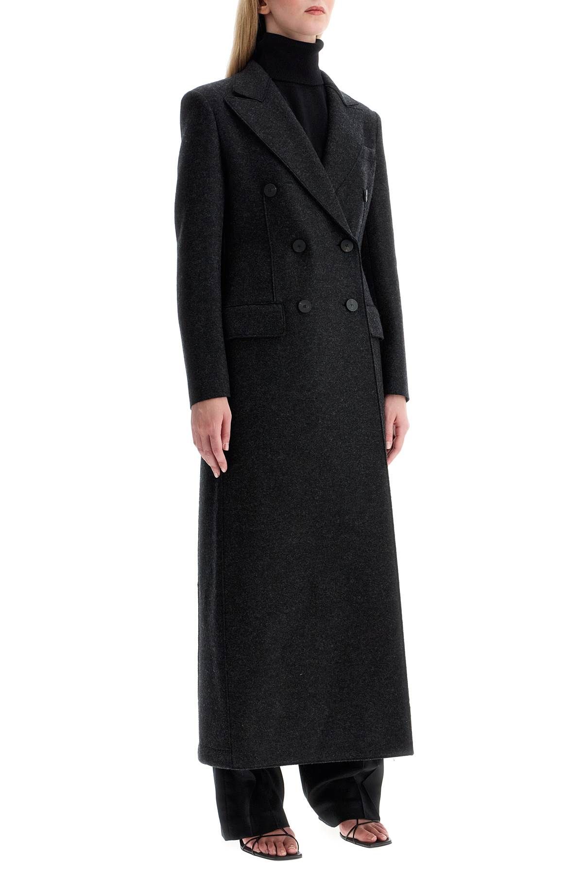 Shop Harris Wharf London Double-breasted Pressed Wool Coat In Grey