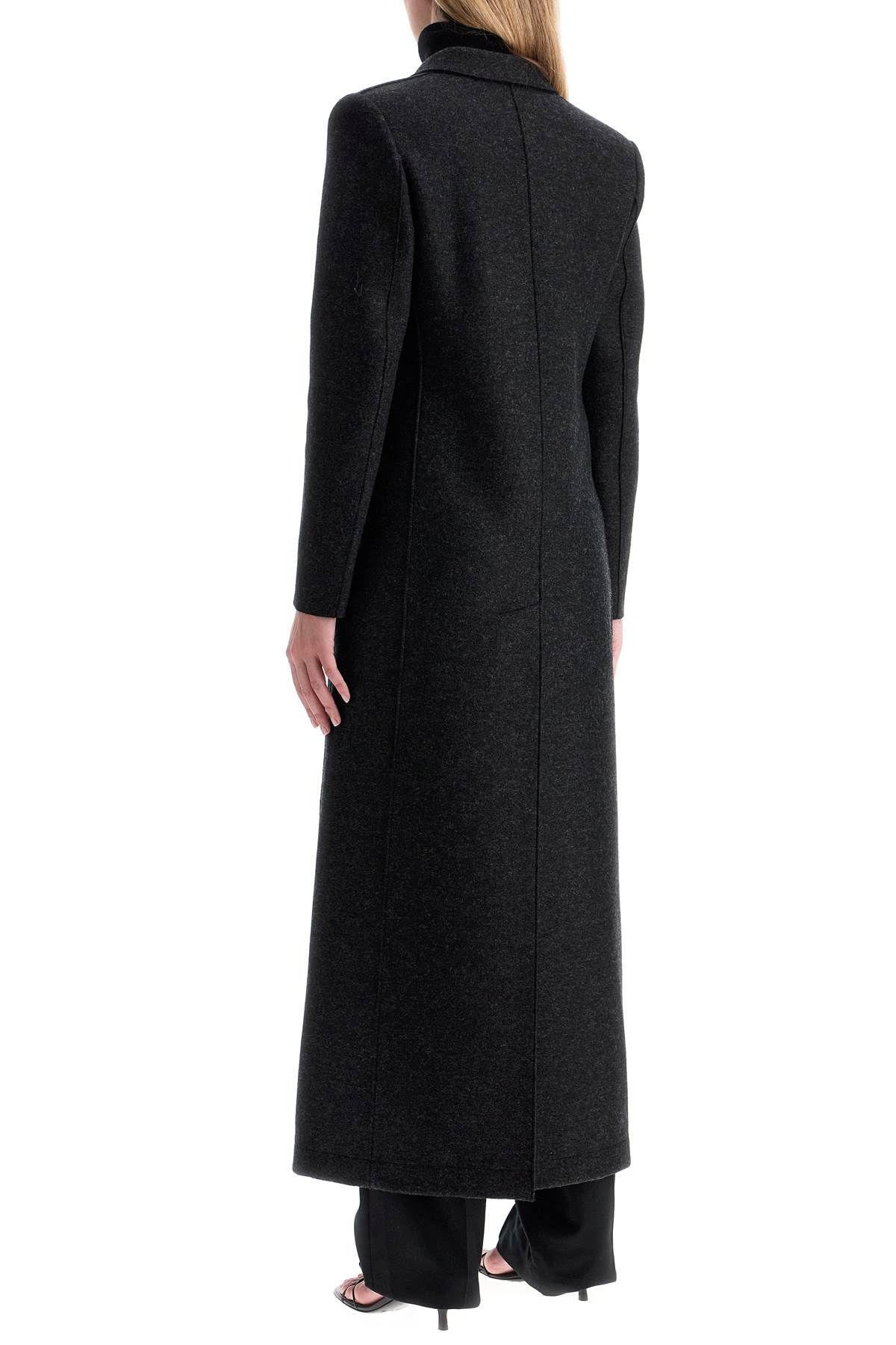 Shop Harris Wharf London Double-breasted Pressed Wool Coat In Grey