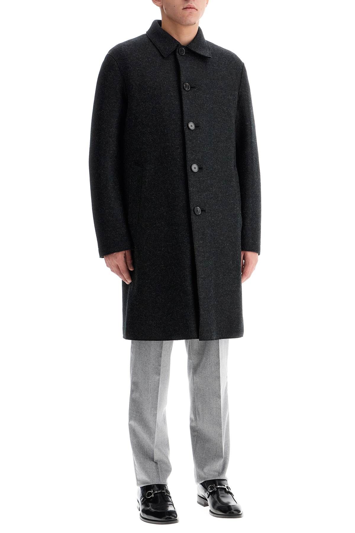 Shop Harris Wharf London Single-breasted Pressed Wool Coat In Grey