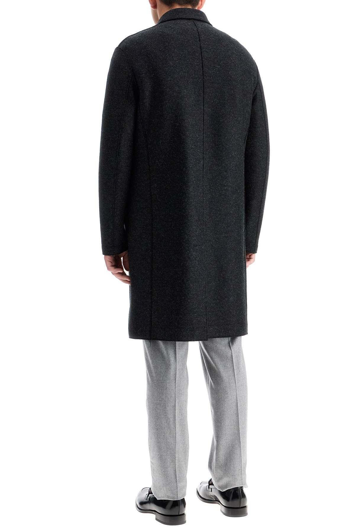 Shop Harris Wharf London Single-breasted Pressed Wool Coat In Grey