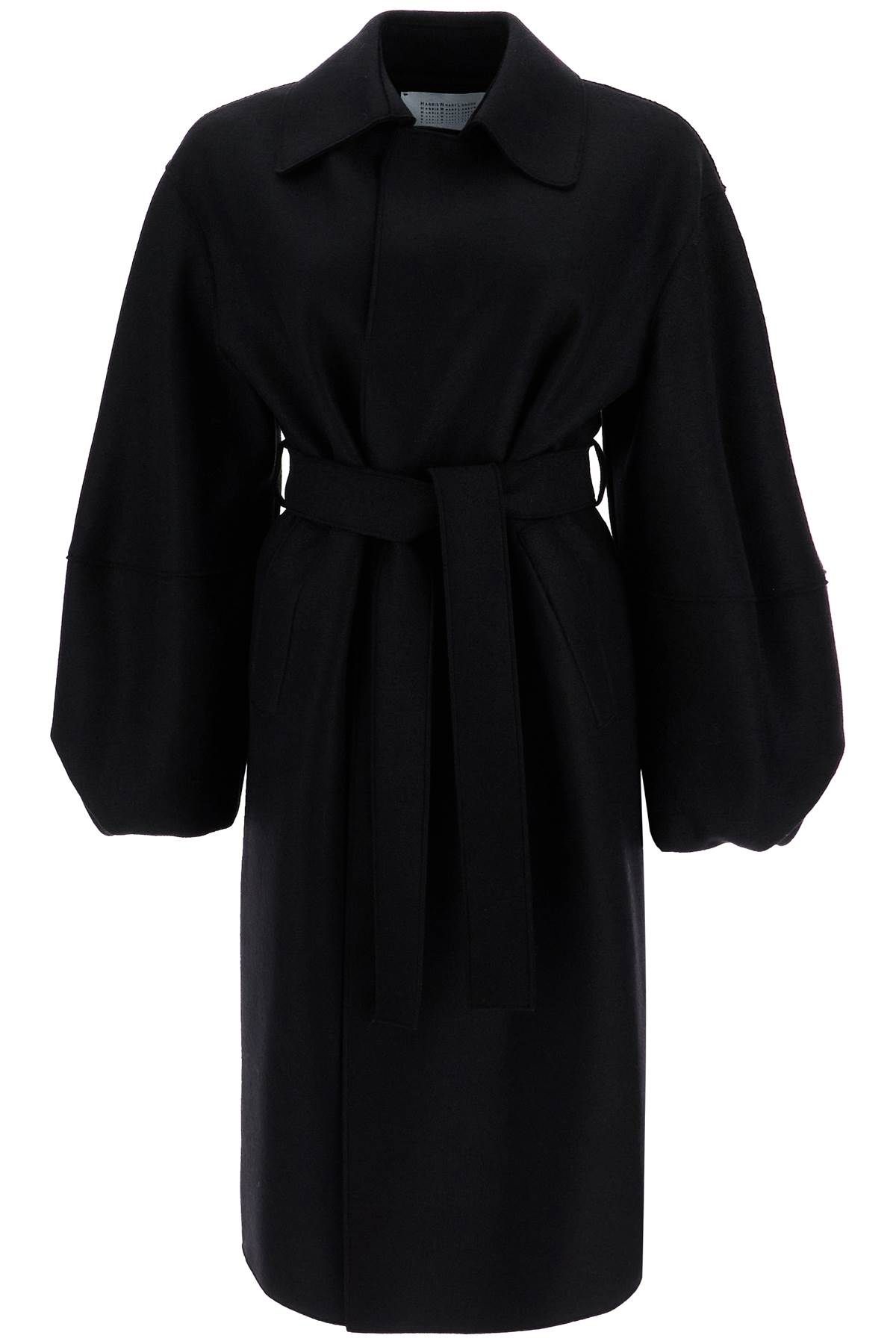 HARRIS WHARF LONDON PRESSED WOOL ROBE COAT WITH NINE WORDS