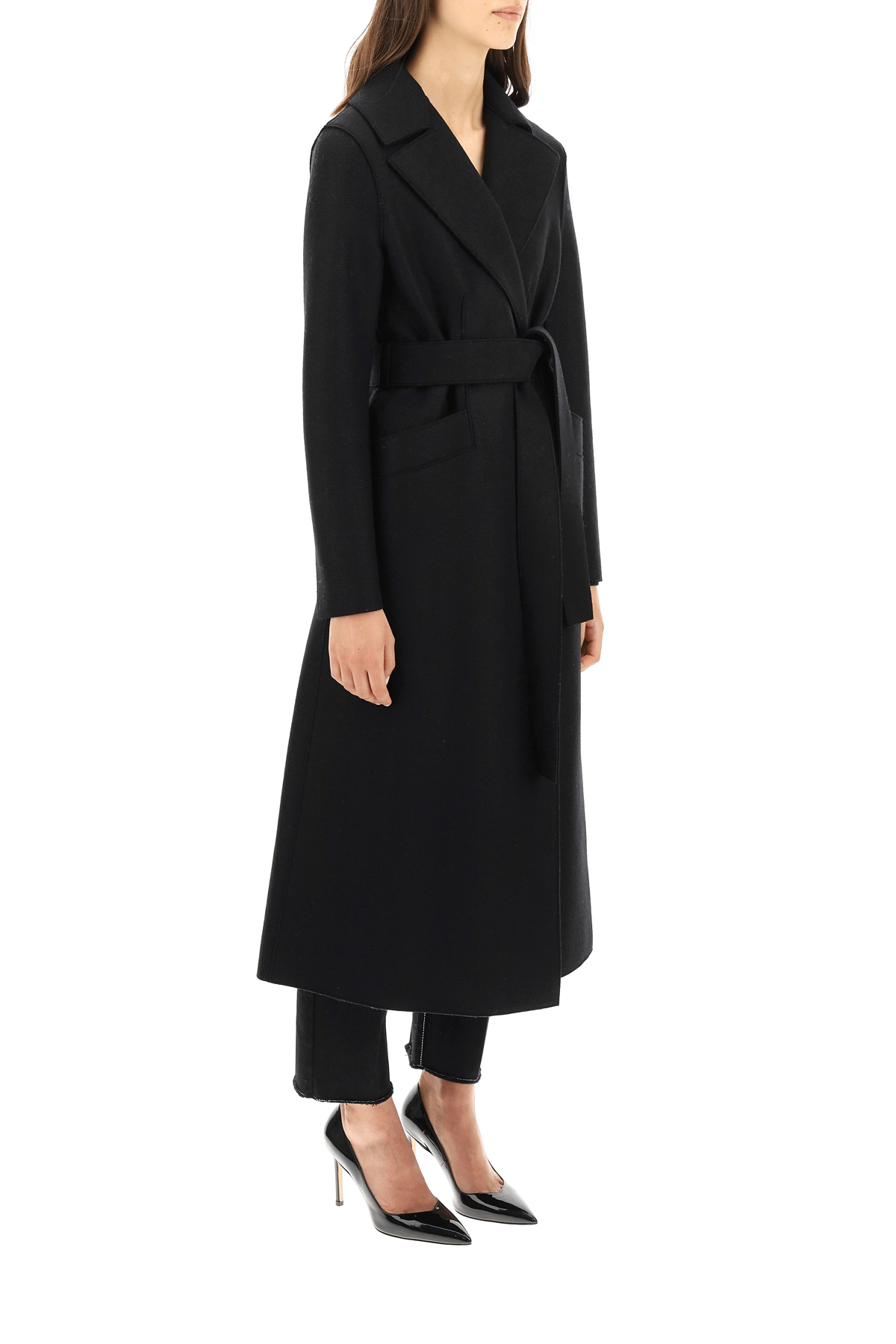 HARRIS WHARF LONDON LONG COAT IN PRESSED WOOL 