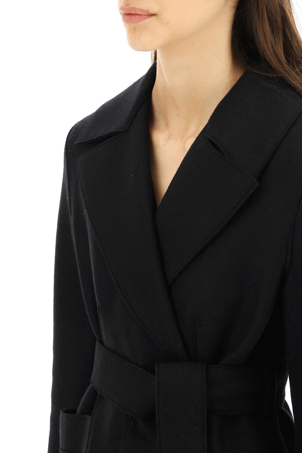 Shop Harris Wharf London Long Coat In Pressed Wool In Black