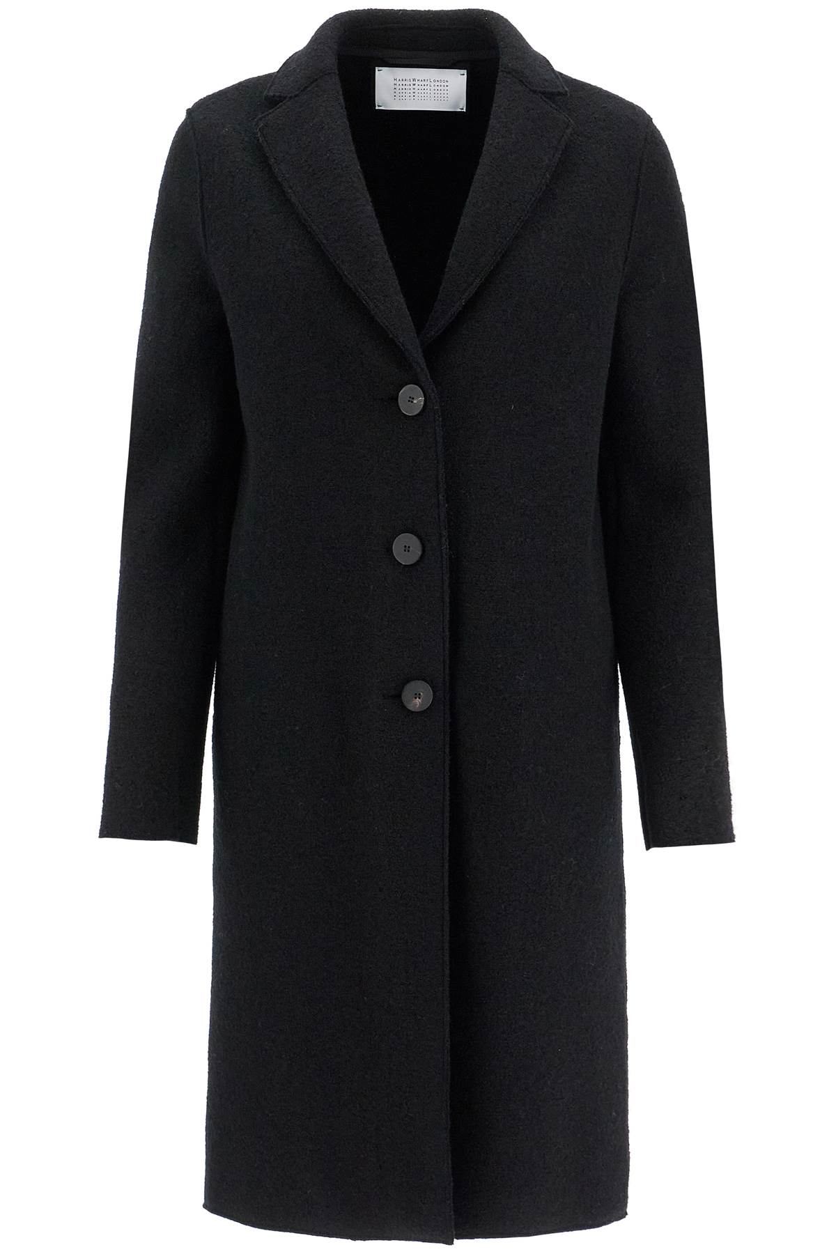 HARRIS WHARF LONDON SINGLE-BREASTED WOOL COAT IN BOILED 