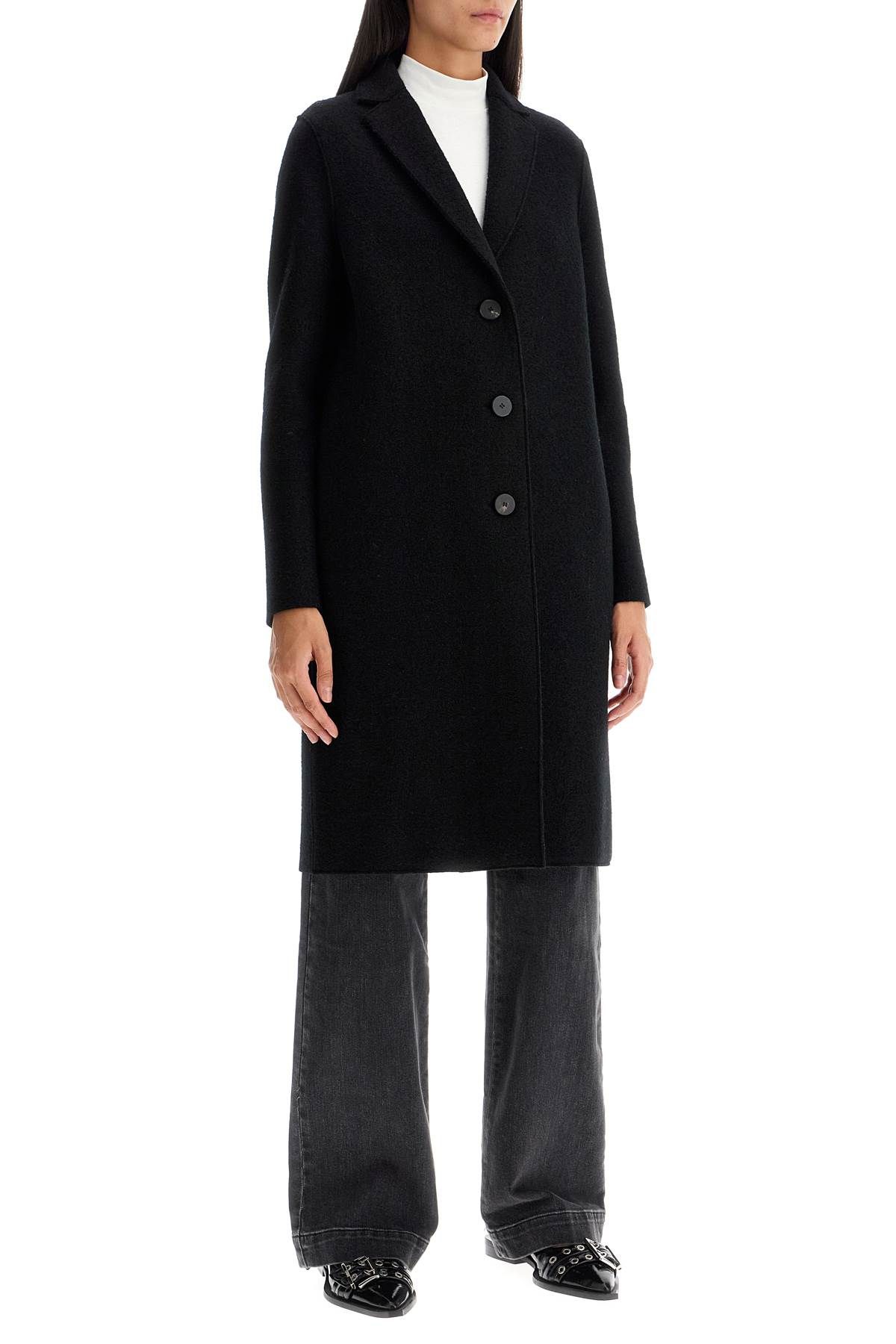 HARRIS WHARF LONDON SINGLE-BREASTED WOOL COAT IN BOILED 