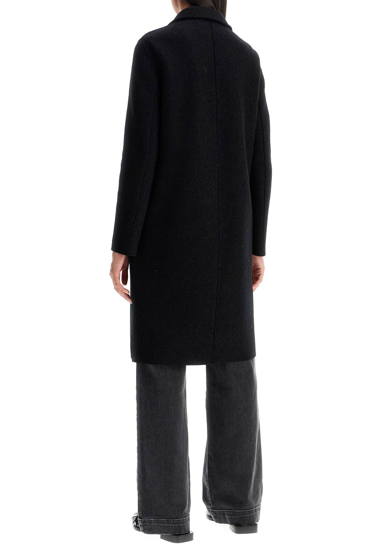 HARRIS WHARF LONDON SINGLE-BREASTED WOOL COAT IN BOILED 