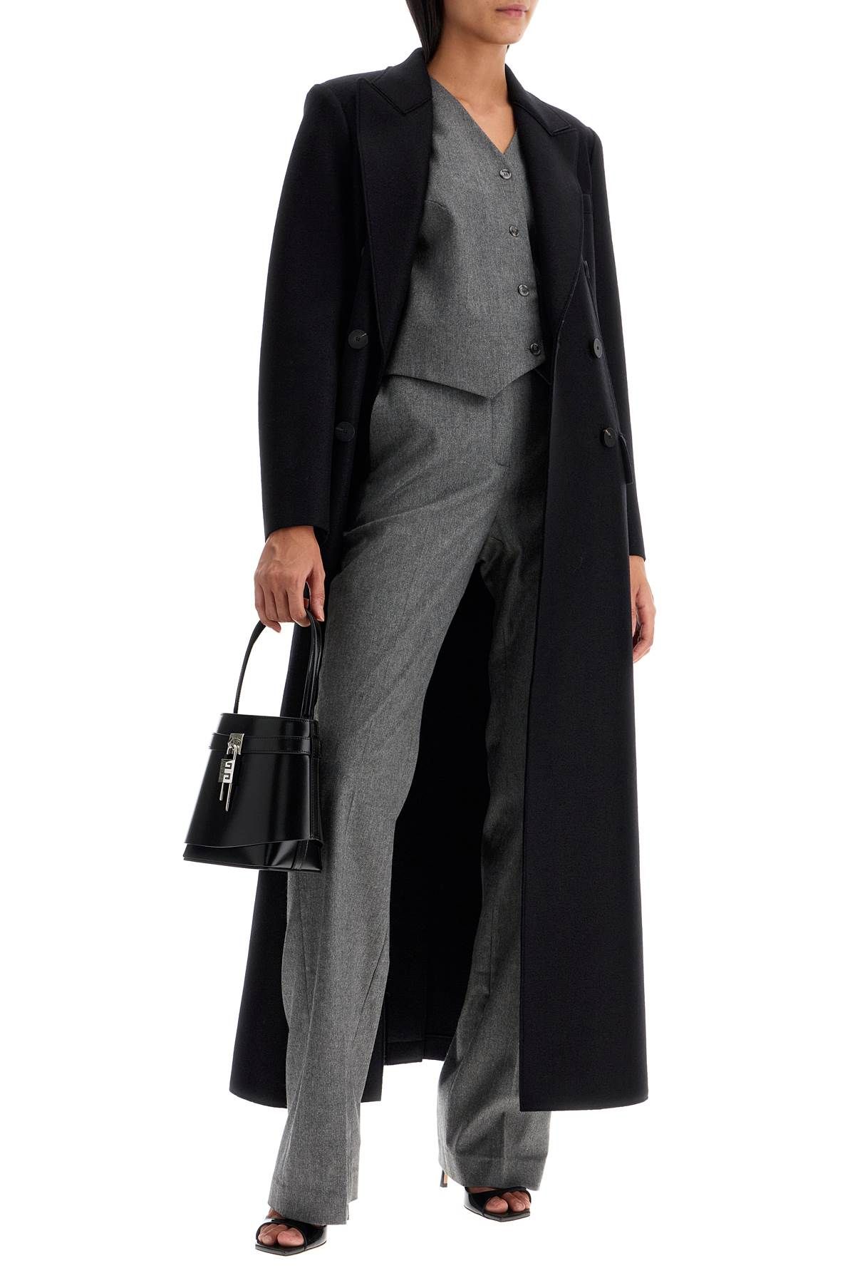 Shop Harris Wharf London Double-breasted Pressed Wool Coat In Black