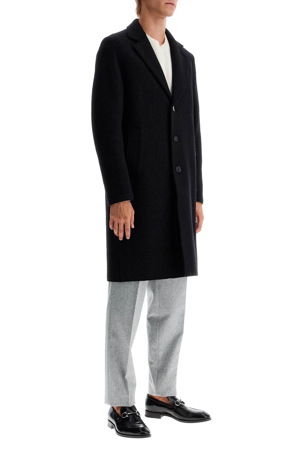 Shop Harris Wharf London Single-breasted Wool Coat In Boiled In Black